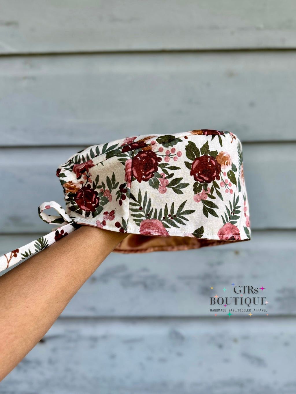 Pink Muave Flowers Scrub Cap