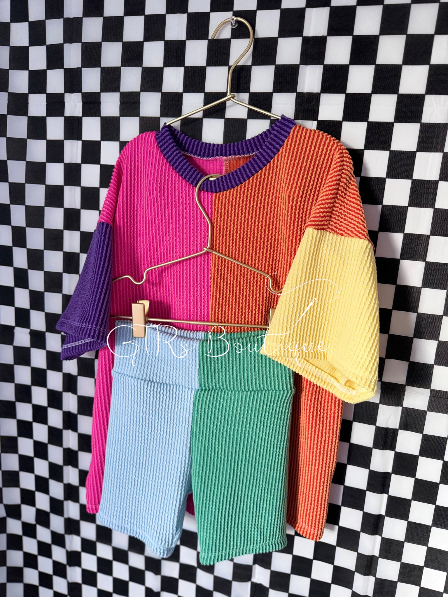 Kids oversized blocked tee set