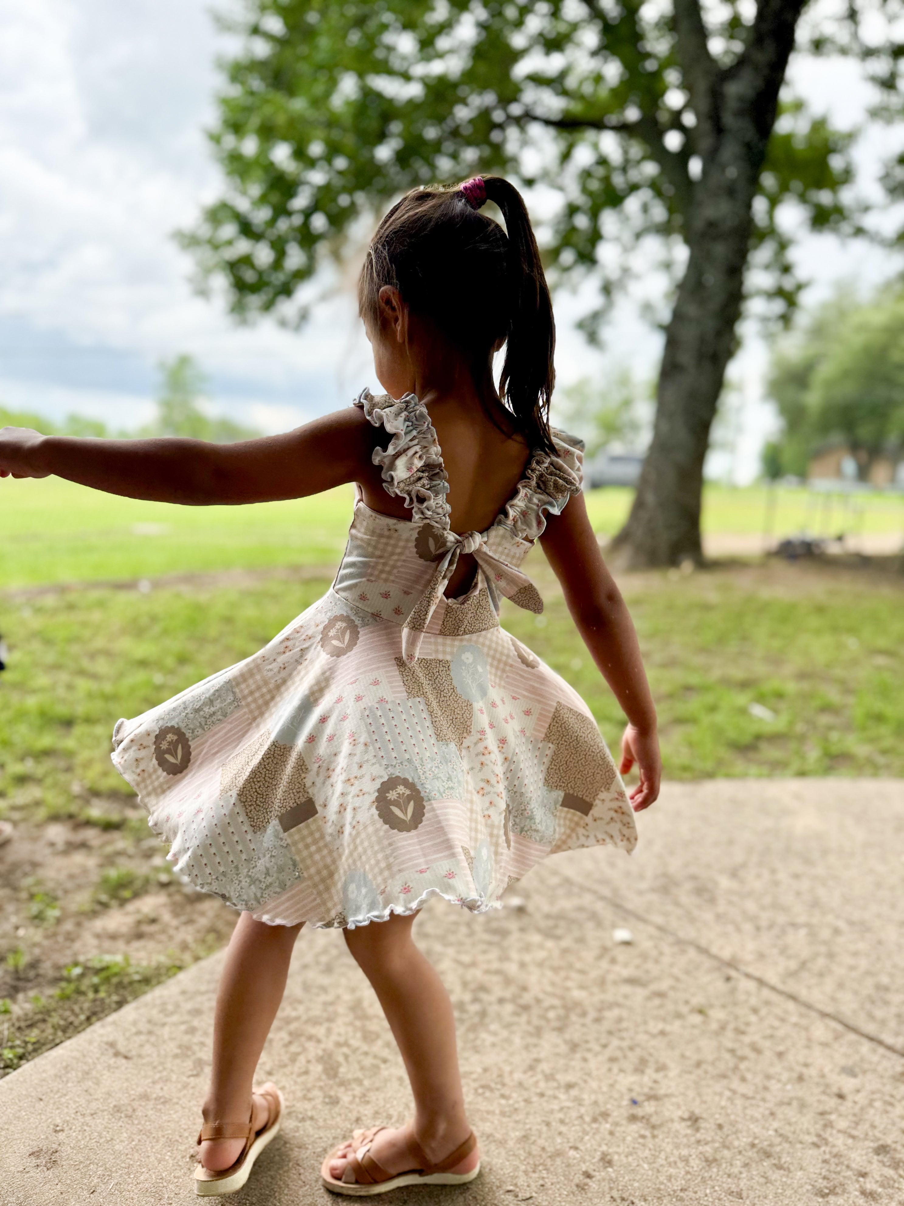 Girls Boho Floral Set, Malibu top and Biker Shorts