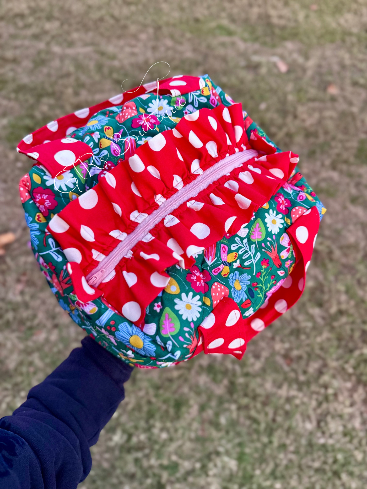 Mini fabric quilted duffle bag