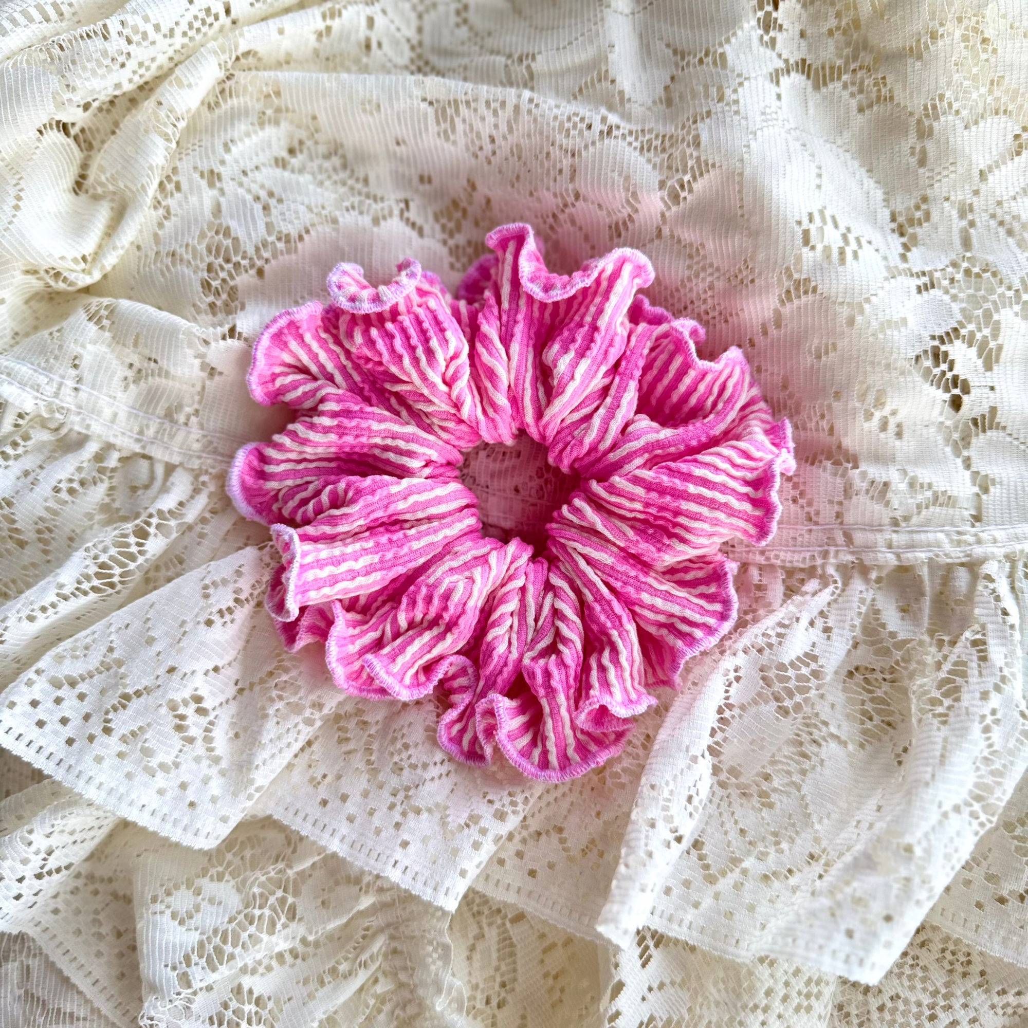Pink Urban Ribbed knit Hair Scrunchie