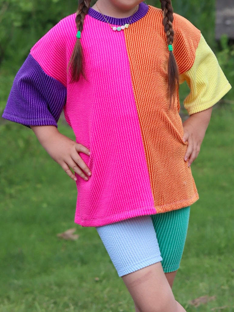 Kids oversized blocked tee set