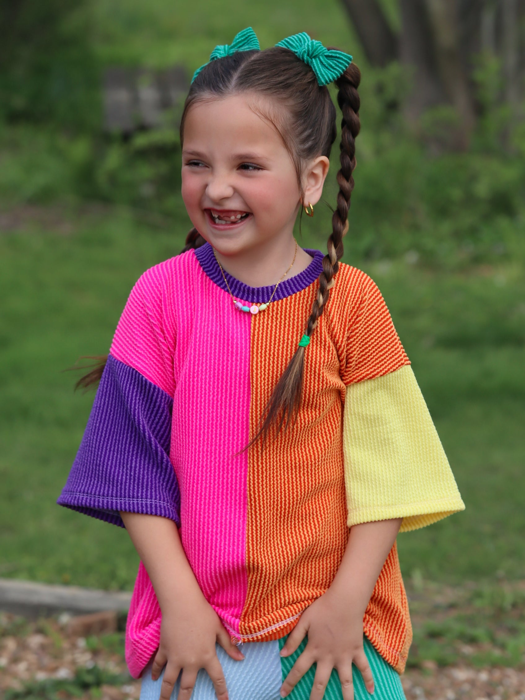 Kids oversized blocked tee set