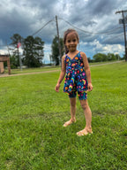 Girls twirl top set, rainbows and flowers