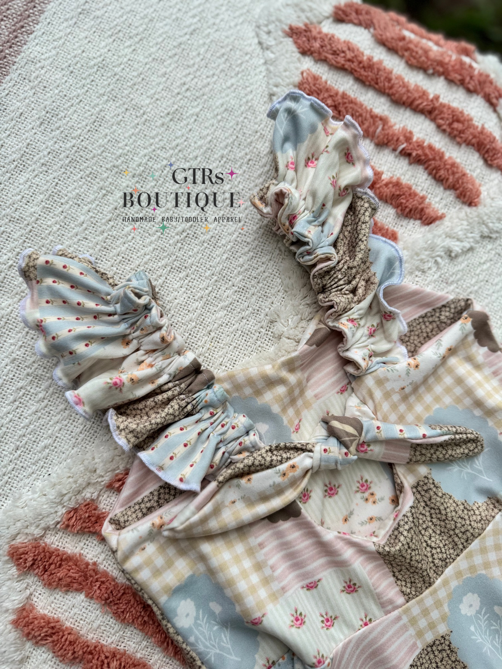 Girls Boho Floral Set, Malibu top and Biker Shorts