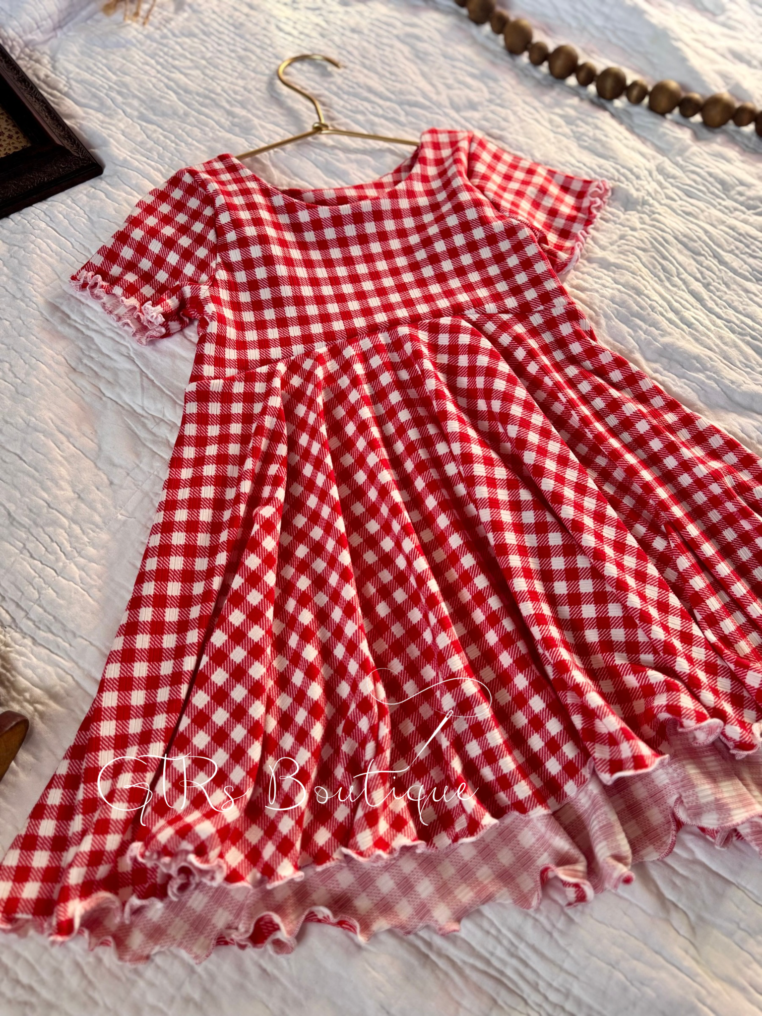 Girls red gingham dress 4t