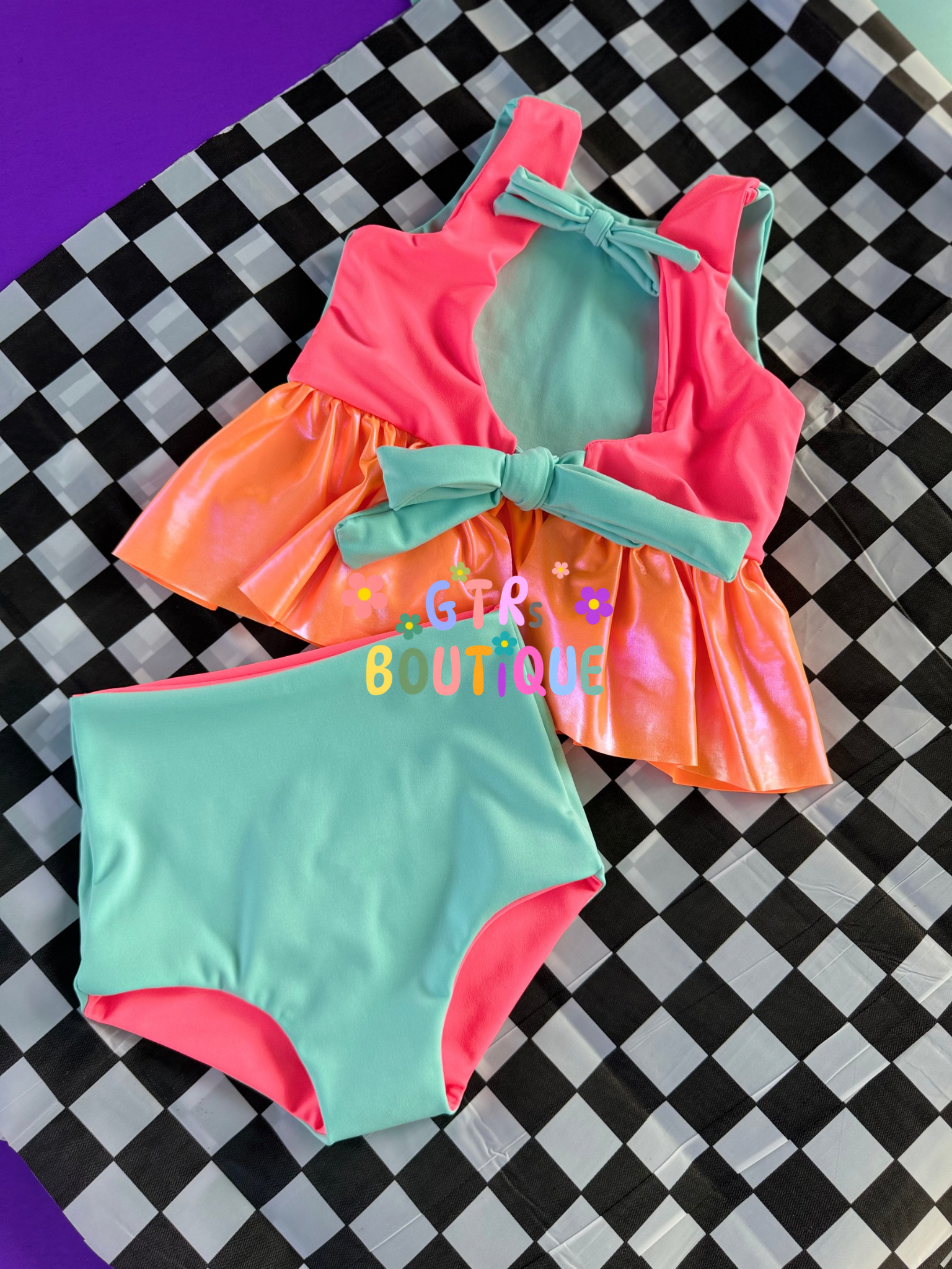 Kids swimsuit set, reversible bottom