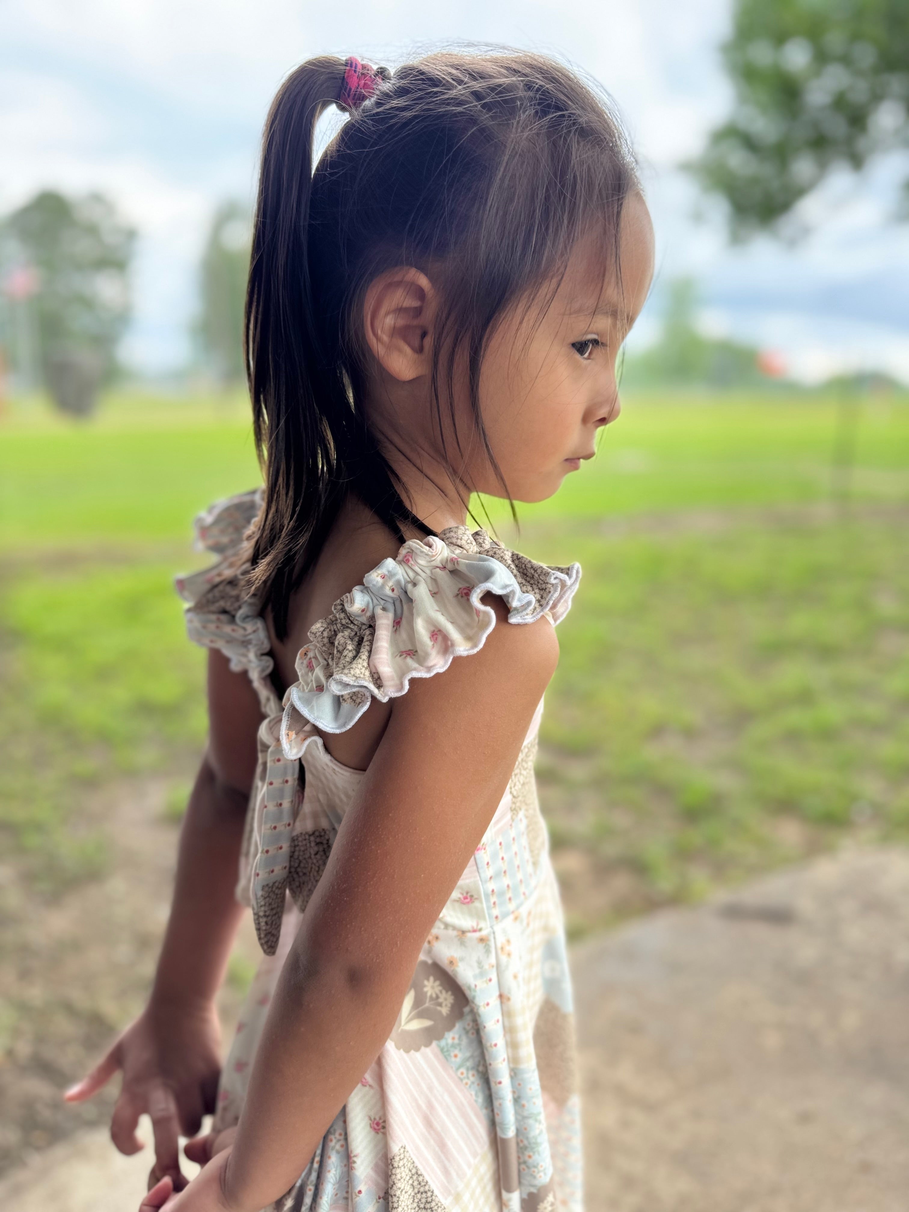 Girls Boho Floral Set, Malibu top and Biker Shorts