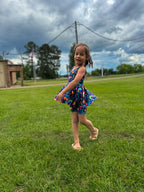 Girls twirl top set, rainbows and flowers