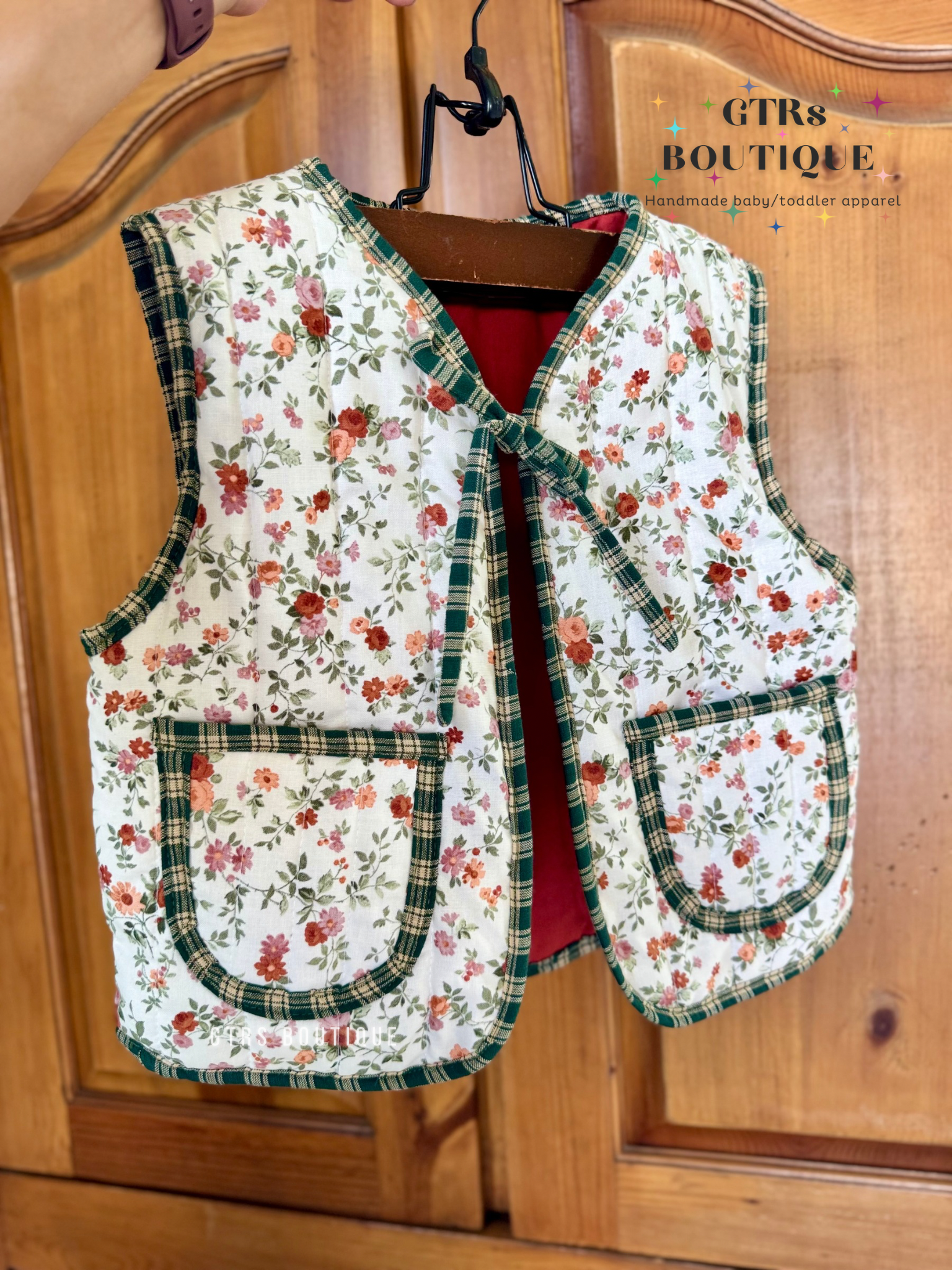 Quilted baby vest cottagecore floral