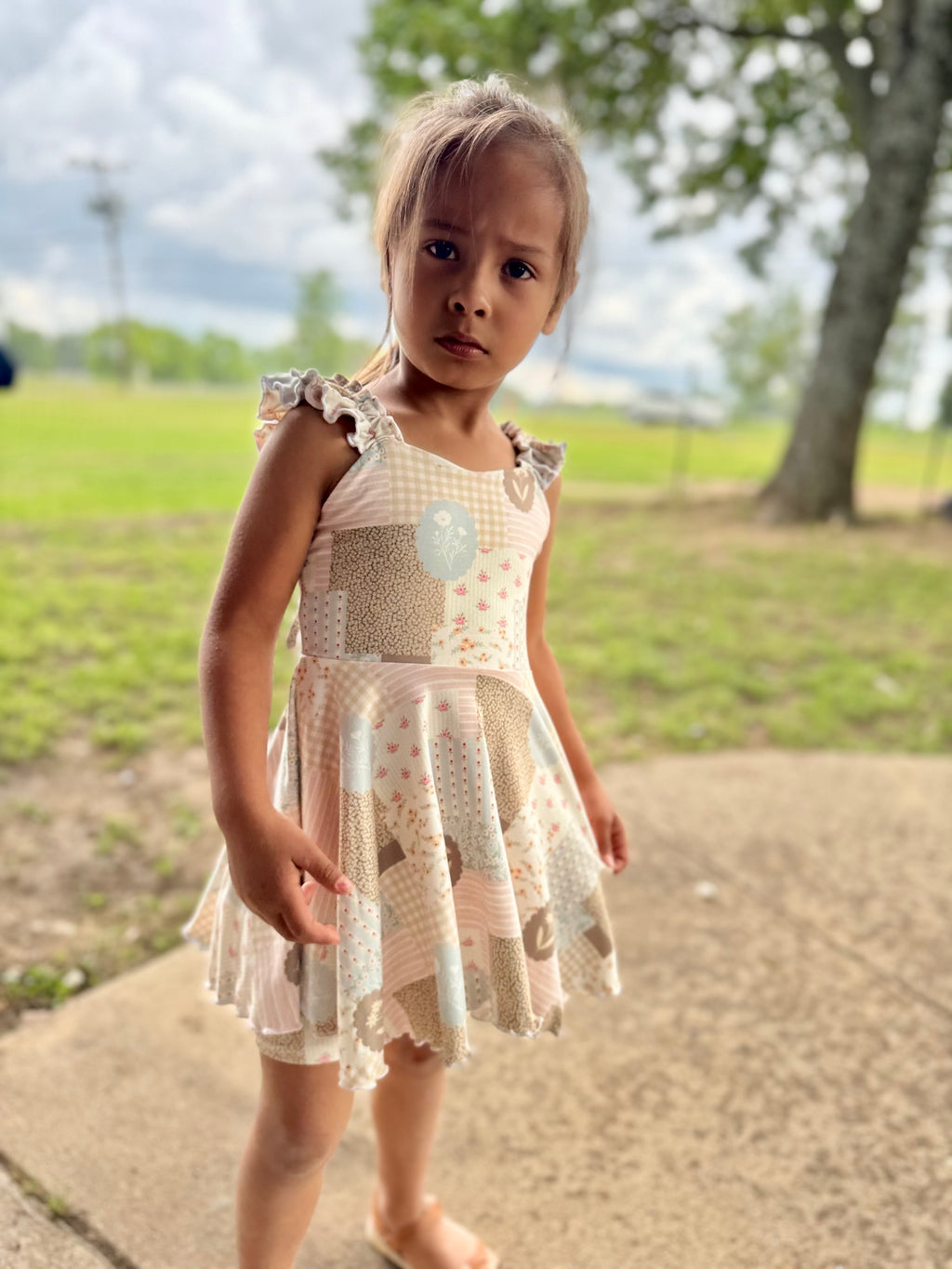 Girls Boho Floral Set, Malibu top and Biker Shorts