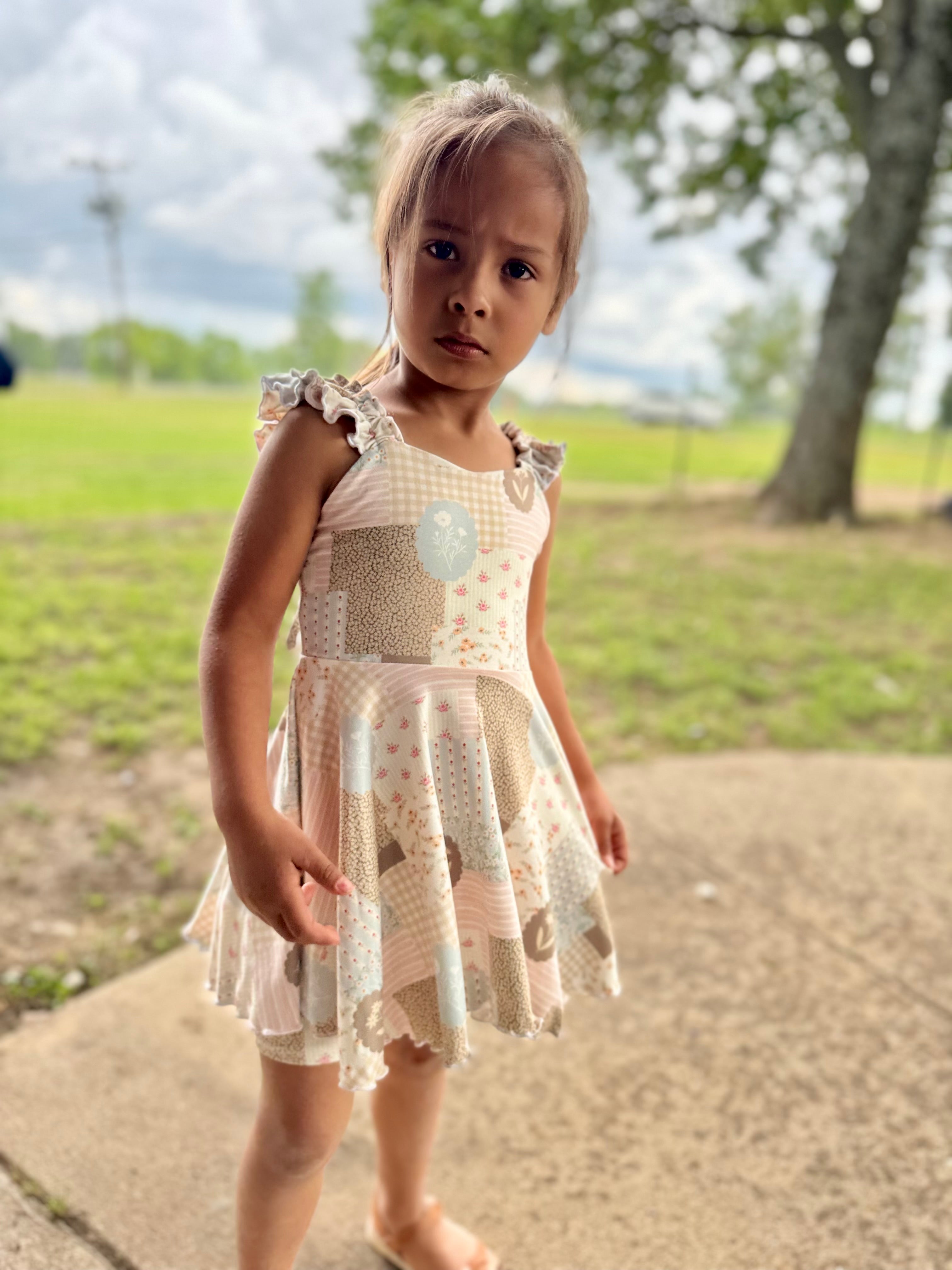 Girls Boho Floral Set, Malibu top and Biker Shorts