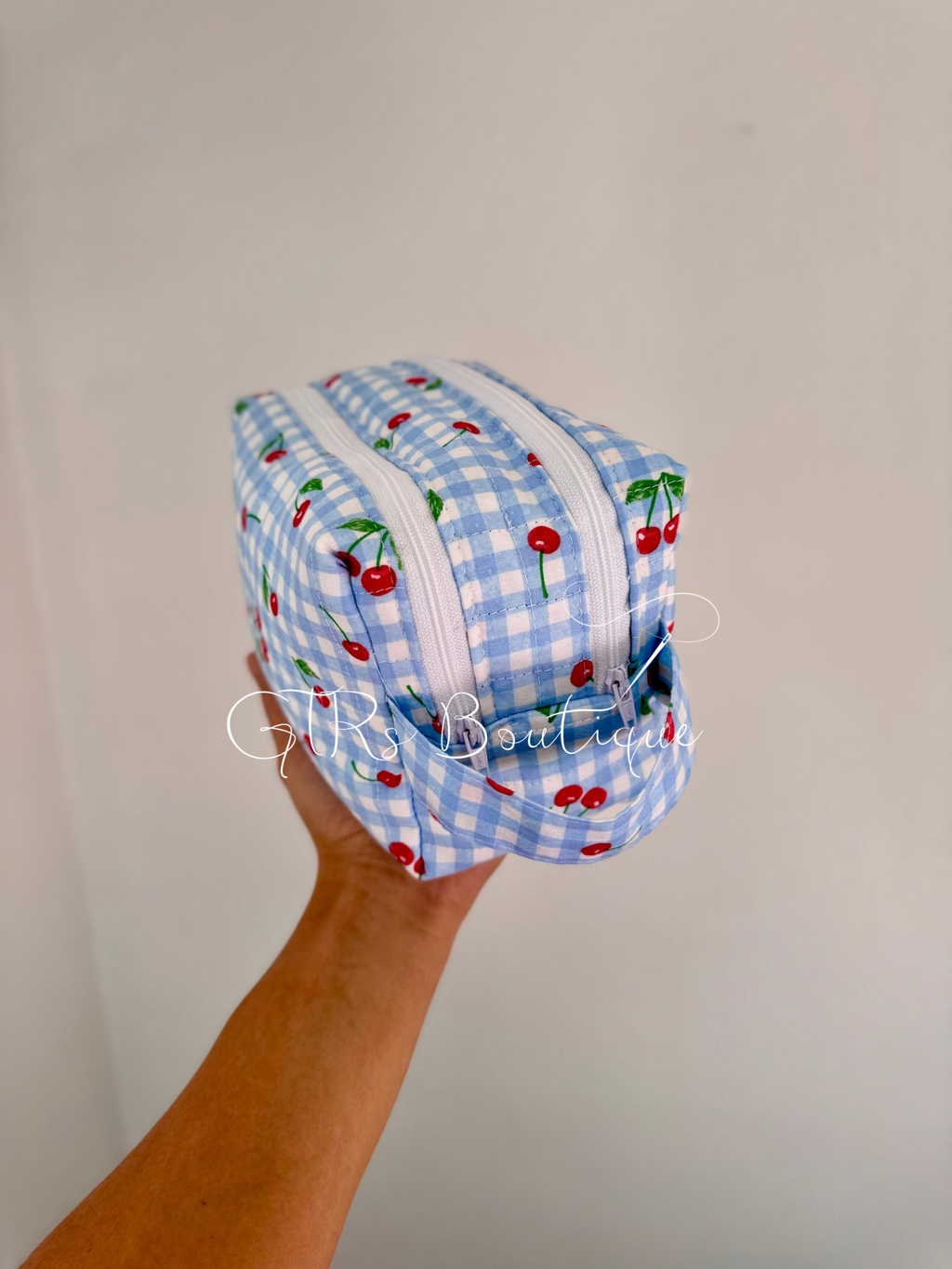 Blue gingham 2-1 baby wipe cover pouch