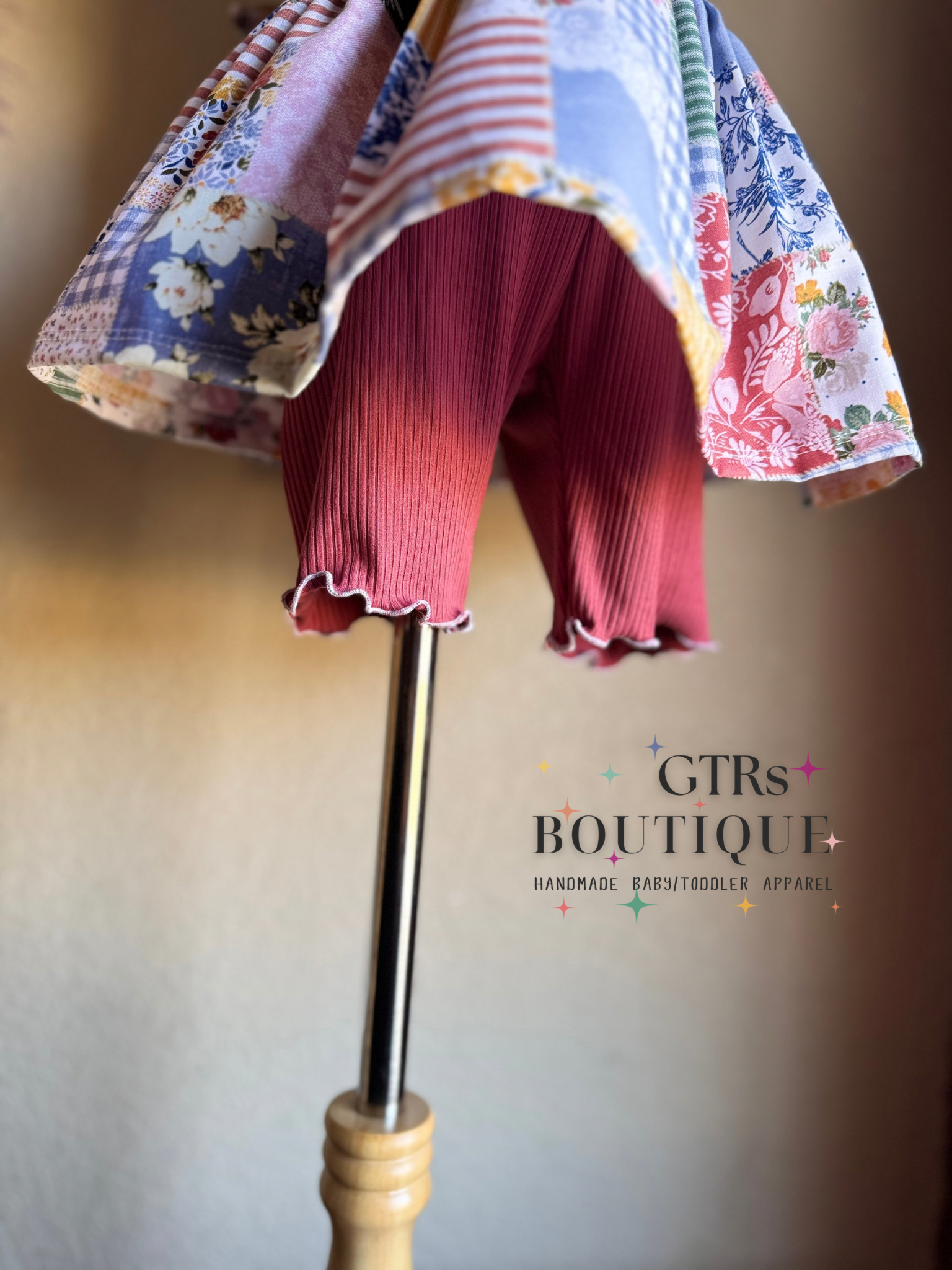 Kids patchwork Malibu top and rose pink flared bottoms