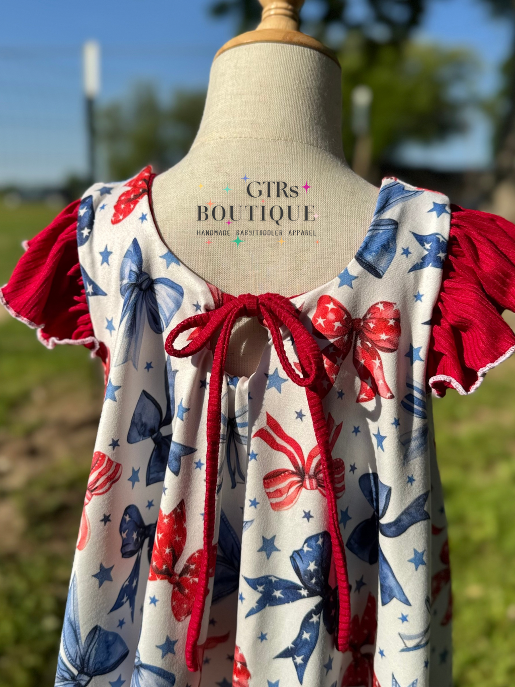 Girls twirl dress 4th of July bows