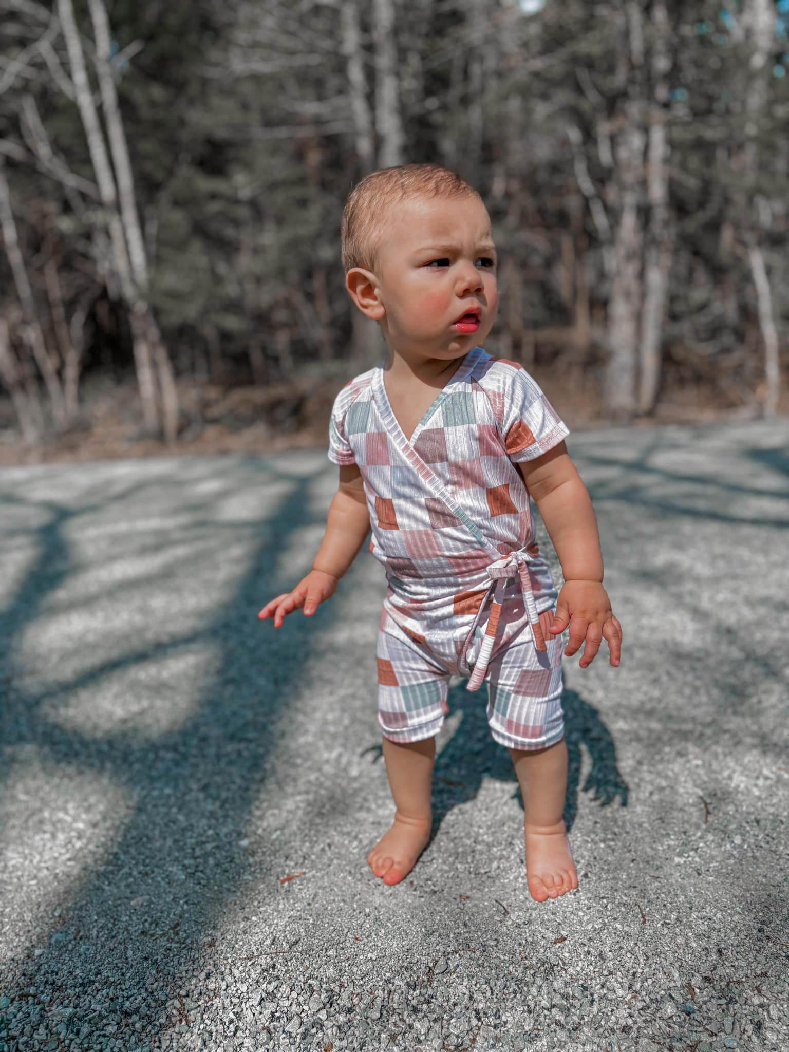 Checkered Wrap Around River Romper