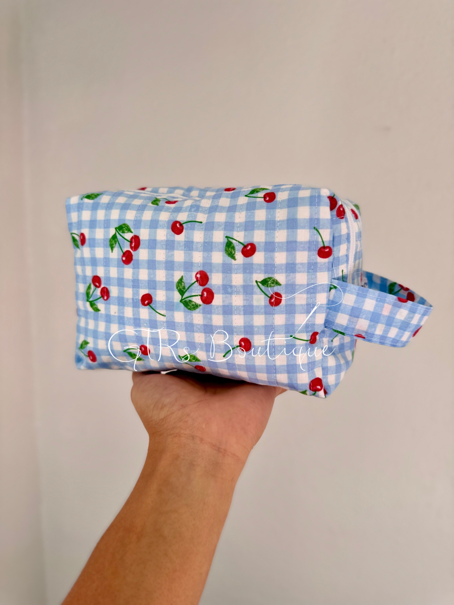 Blue gingham 2-1 baby wipe cover pouch