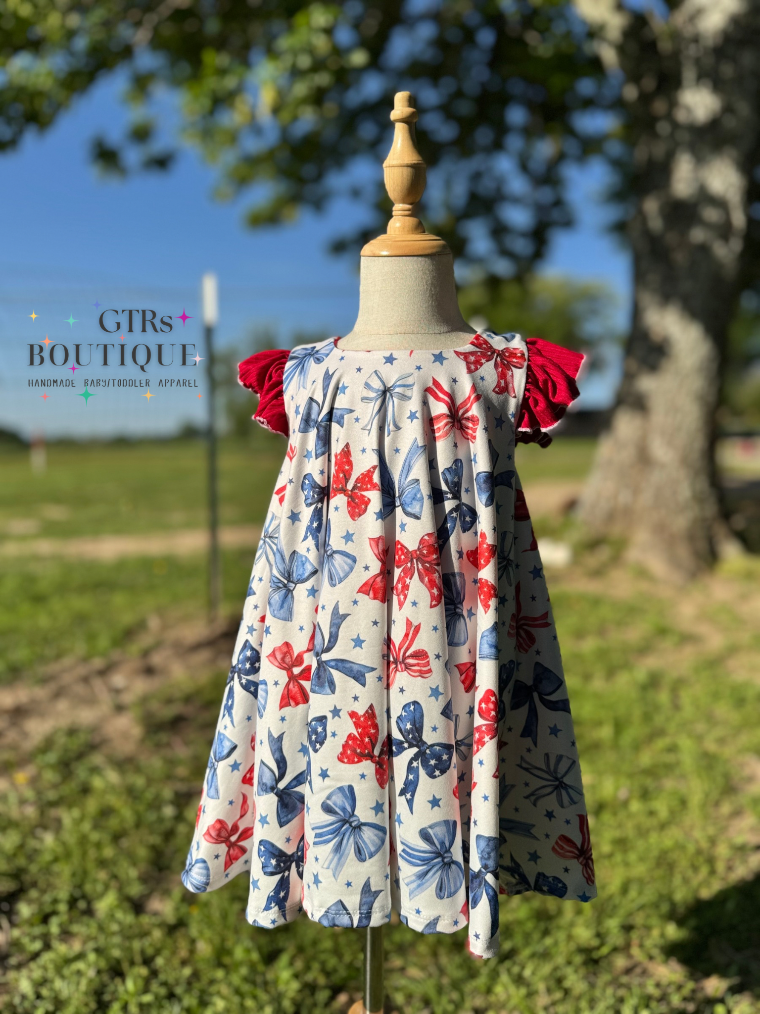 Girls twirl dress 4th of July bows