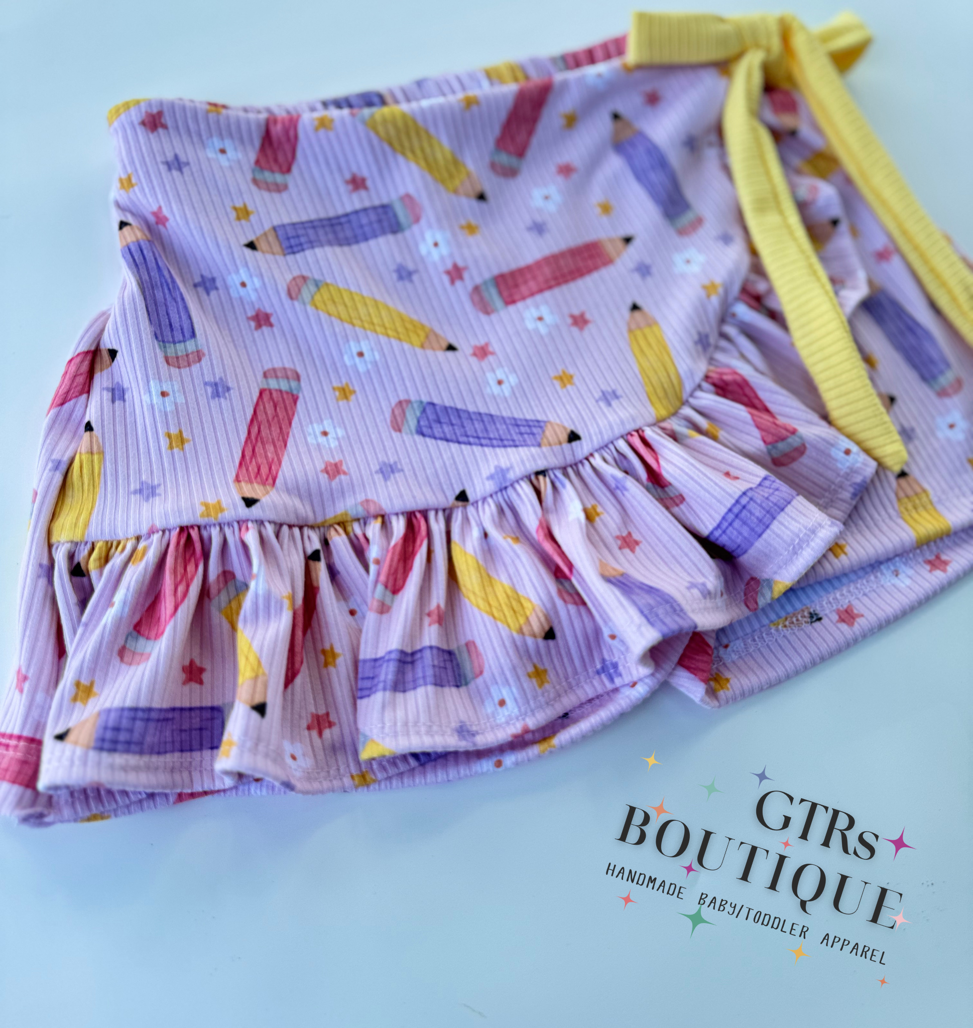 Kids skort back to school pencils