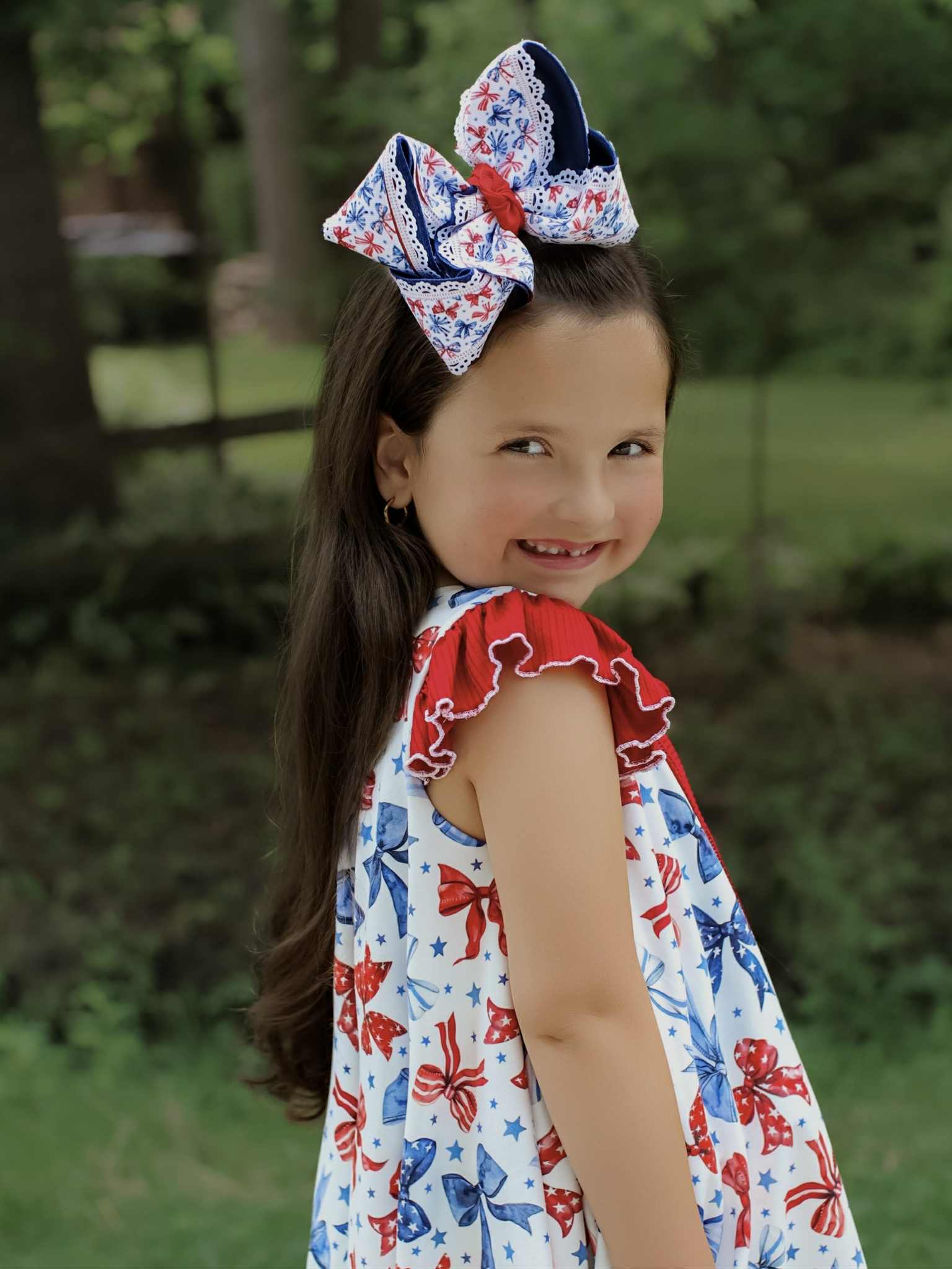 Girls twirl dress 4th of July bows