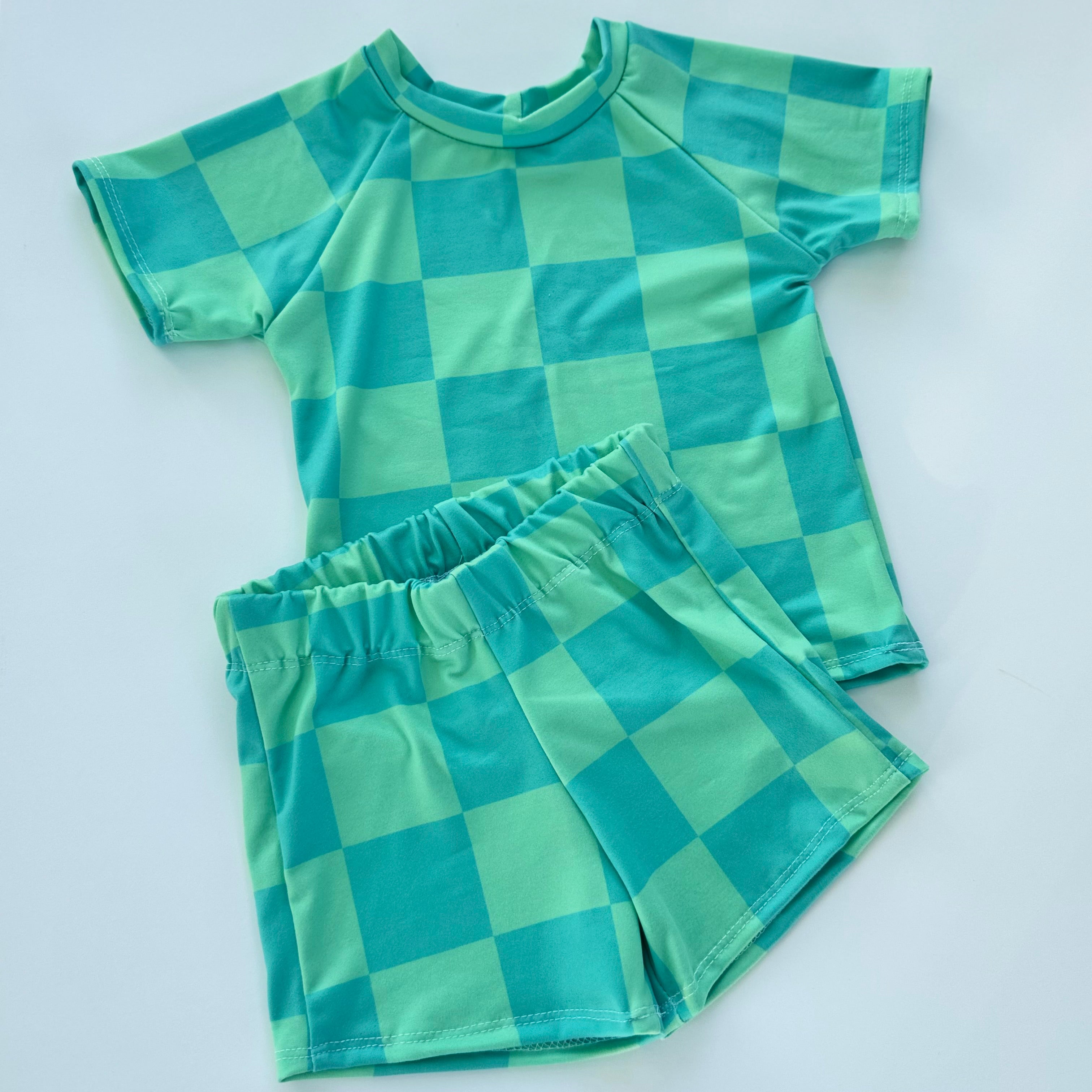 Kids Raglan Outfit Checkered