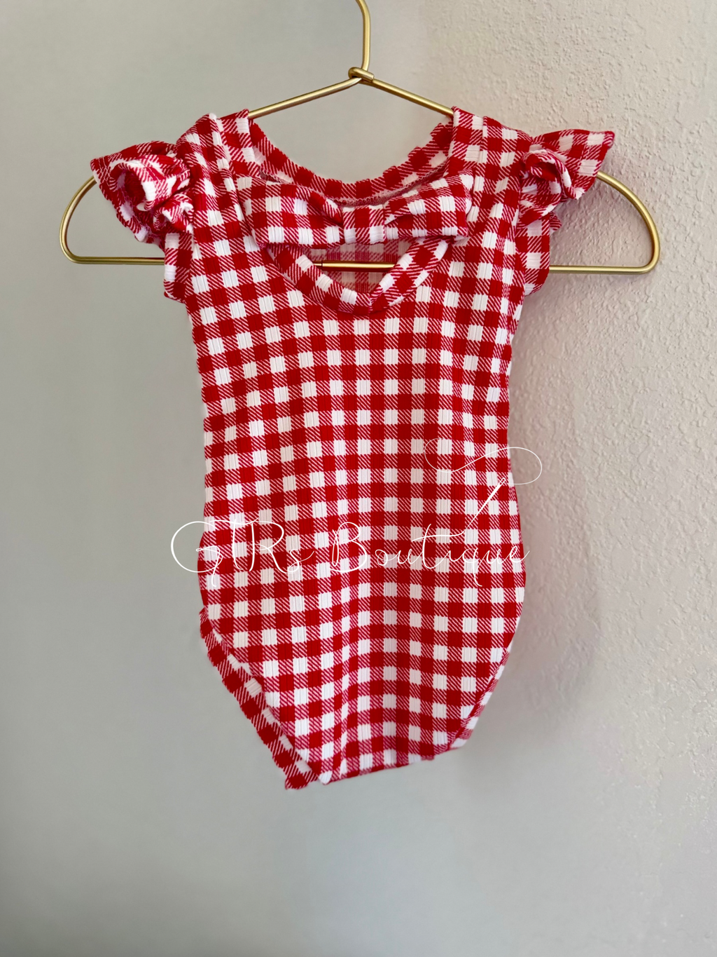 Red gingham leotard for babies