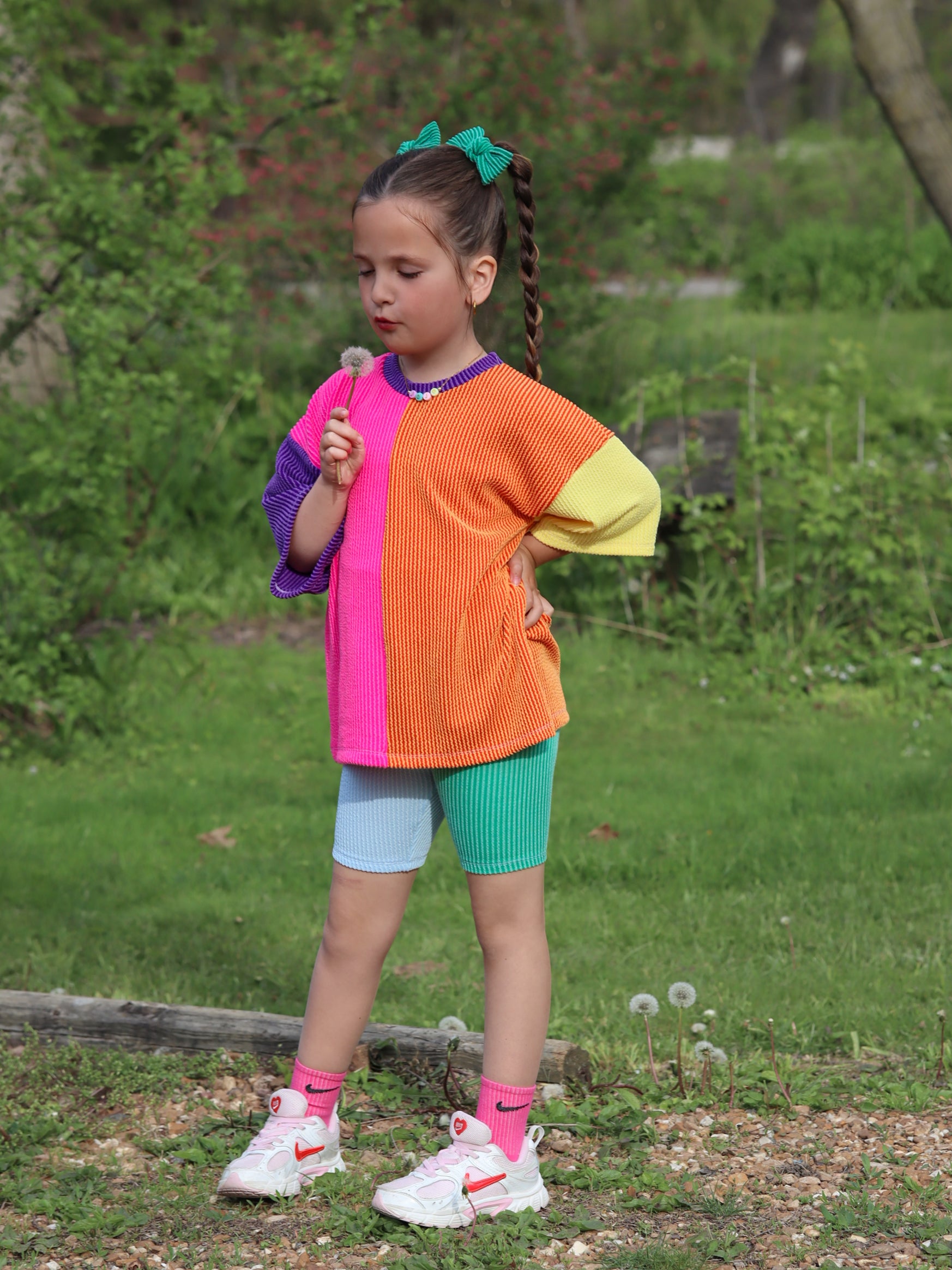 Kids oversized blocked tee set