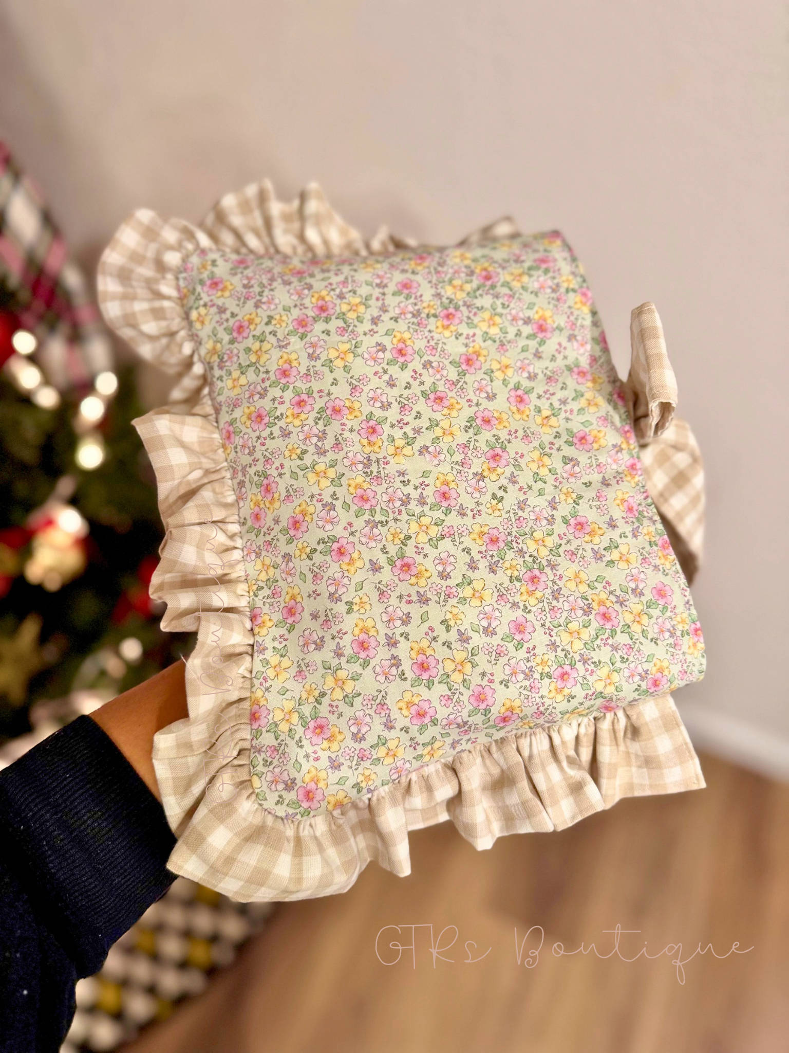 Book Sleeve Cover, Pink Floral and Gingham Print