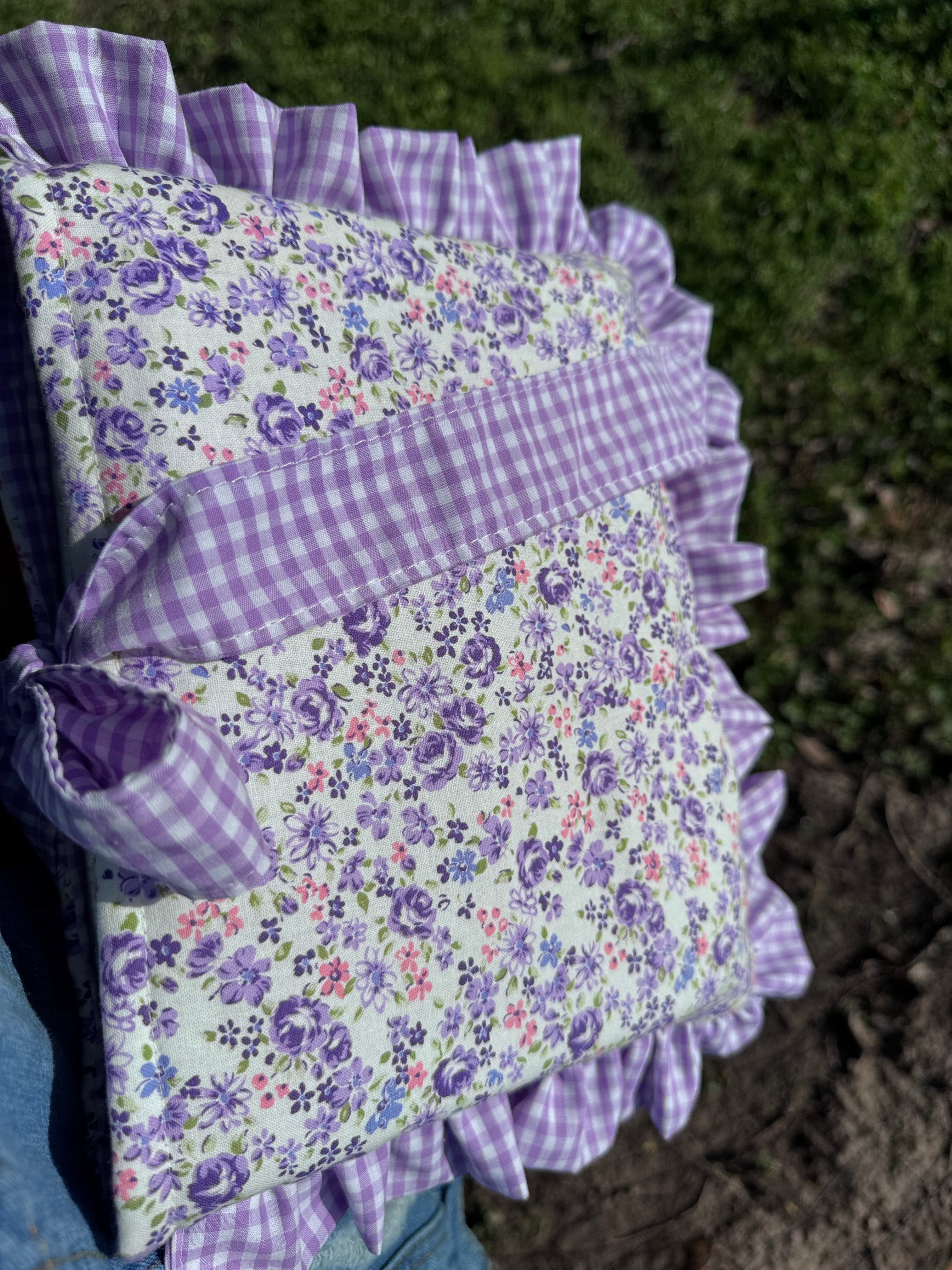 Book Sleeve Cover, Purple Floral and Gingham Print