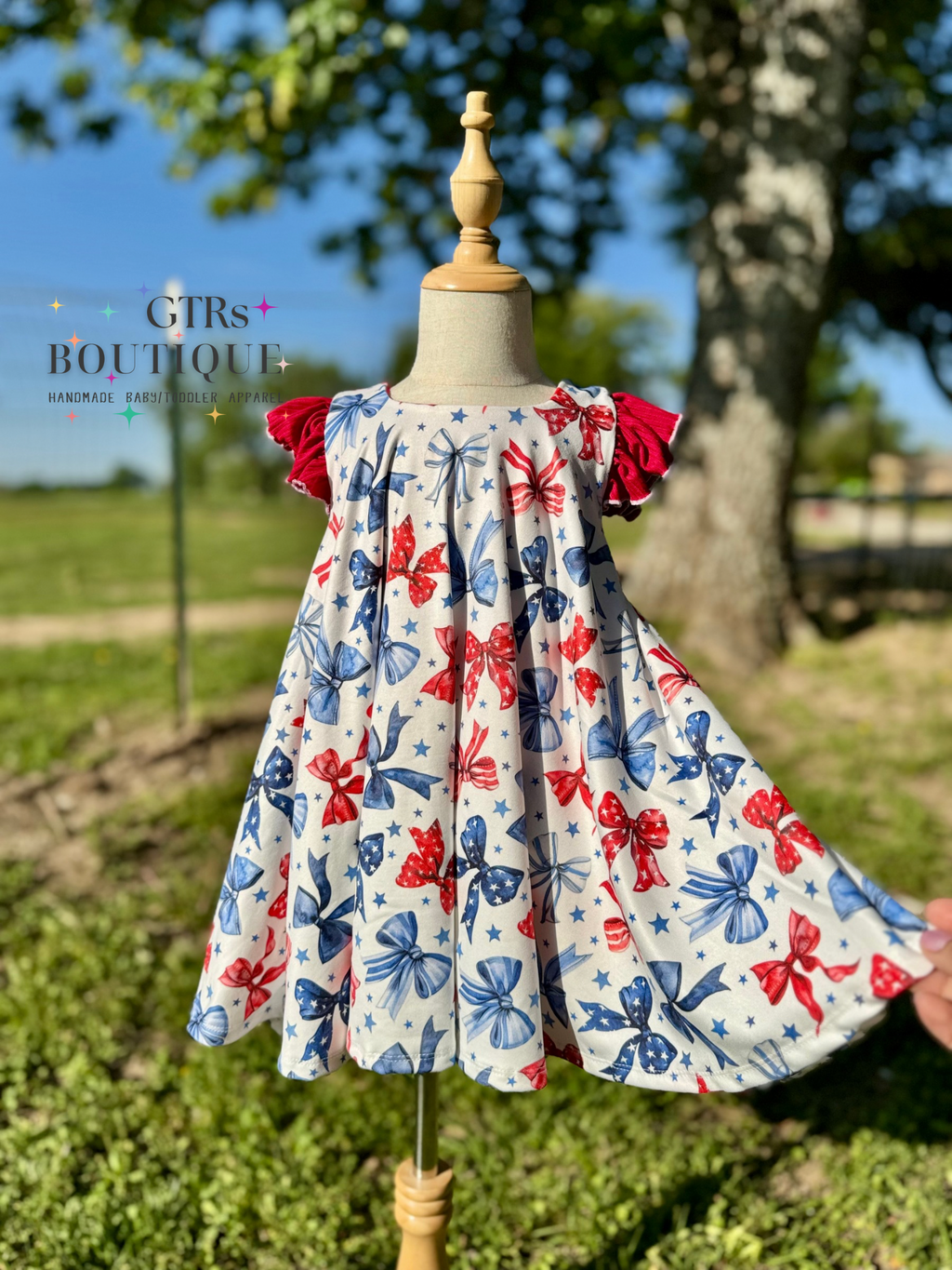 Girls twirl dress 4th of July bows