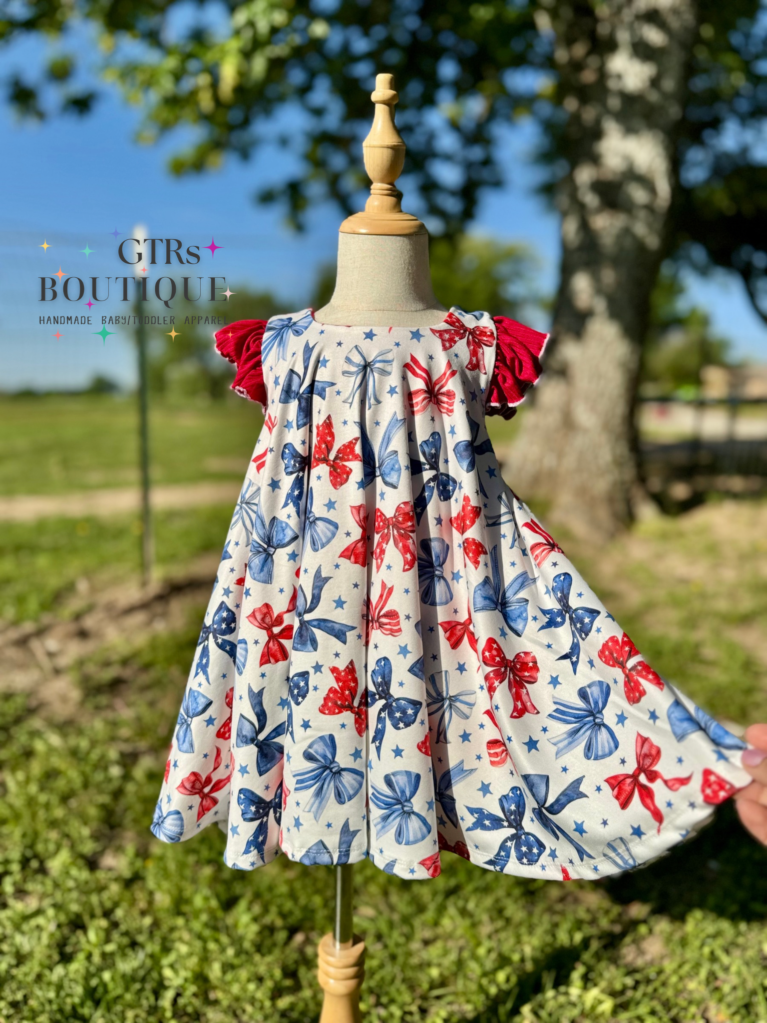 Girls twirl dress 4th of July bows