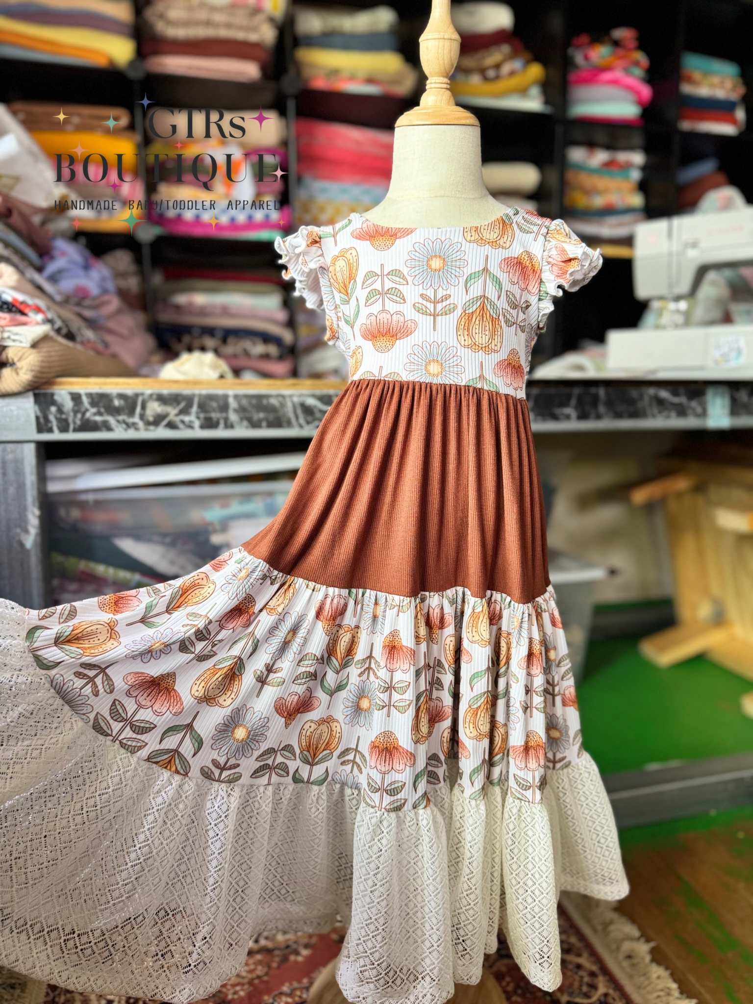 Kids Tiered Dress  Flowers