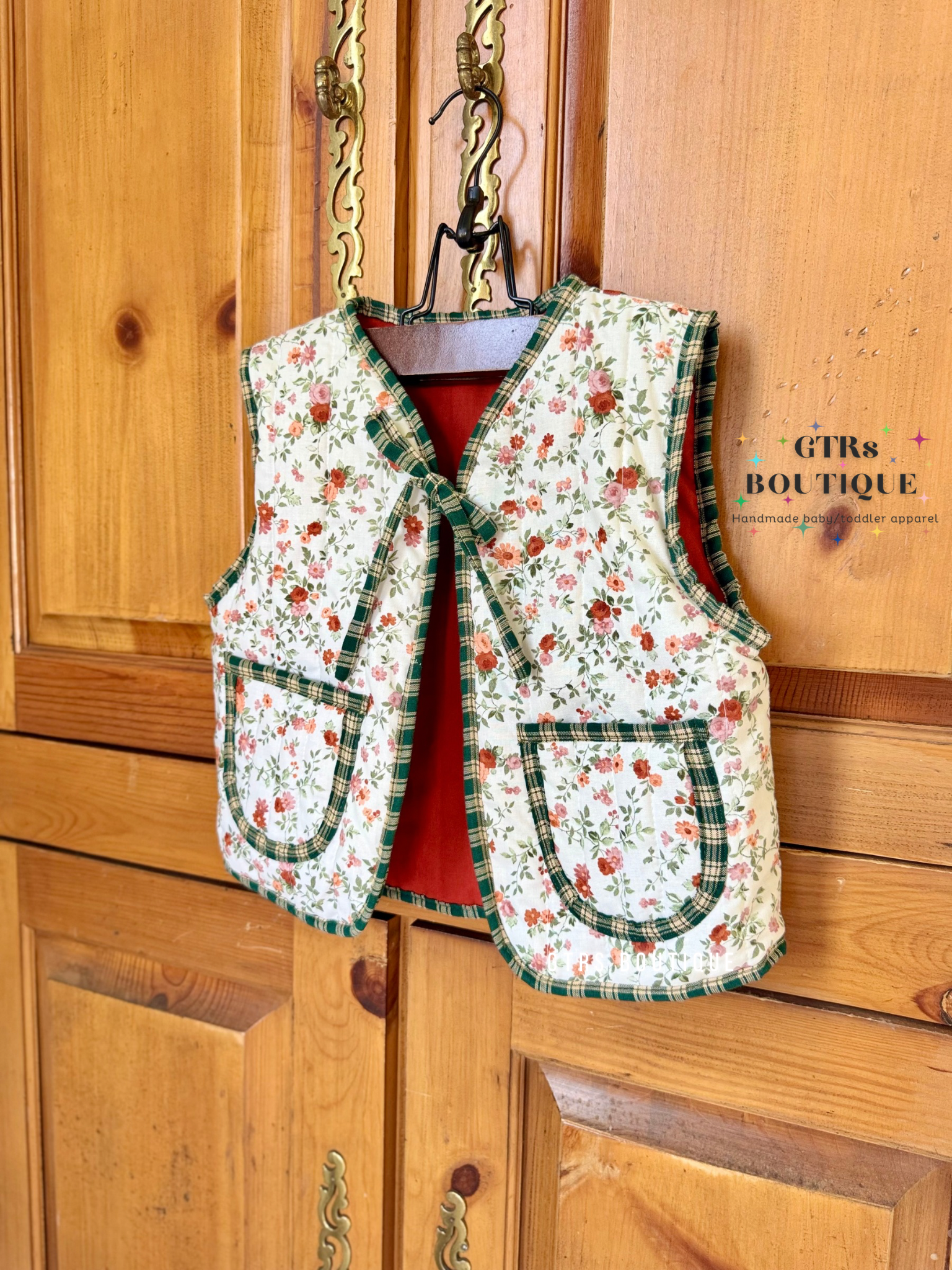 Quilted baby vest cottagecore floral