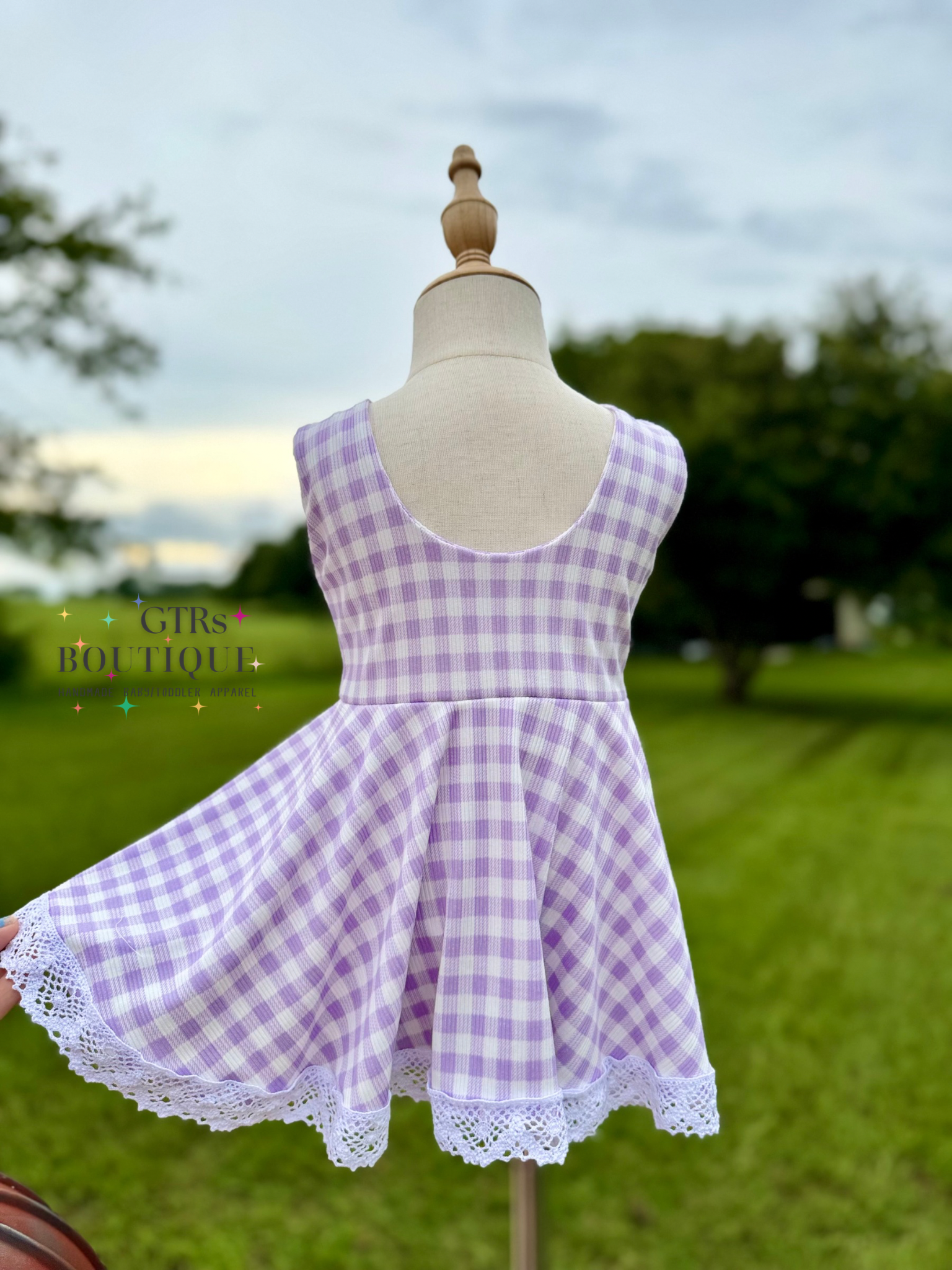 Toddlers tunic top purple gingham