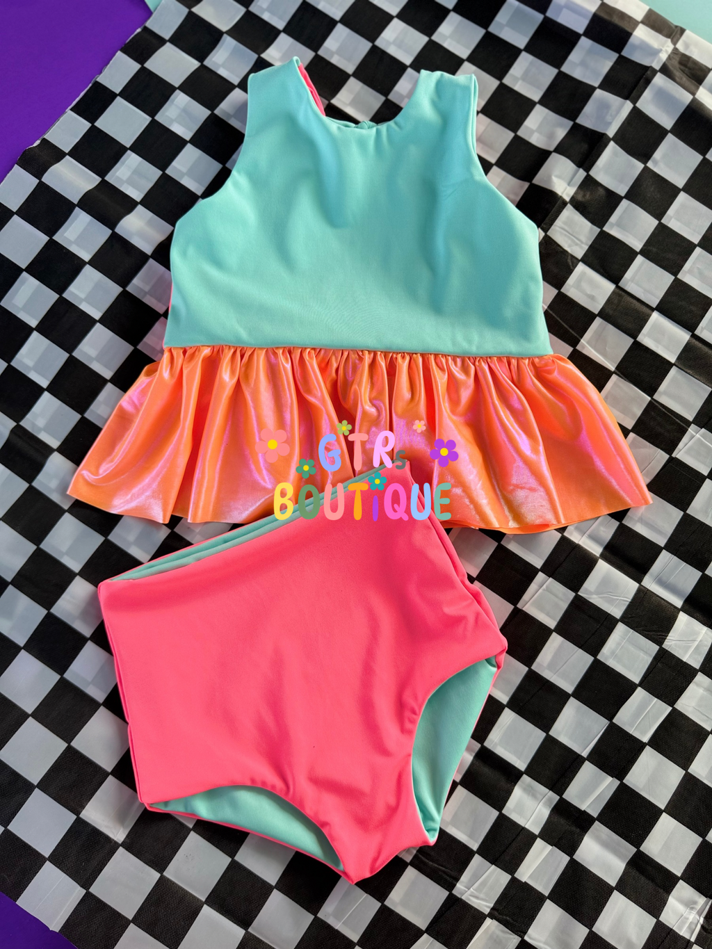 Kids swimsuit set, reversible bottom