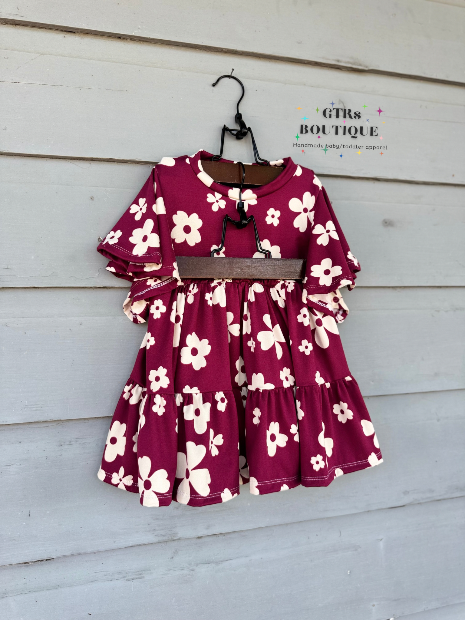toddler floral skirt and fluttler sleeve top set
