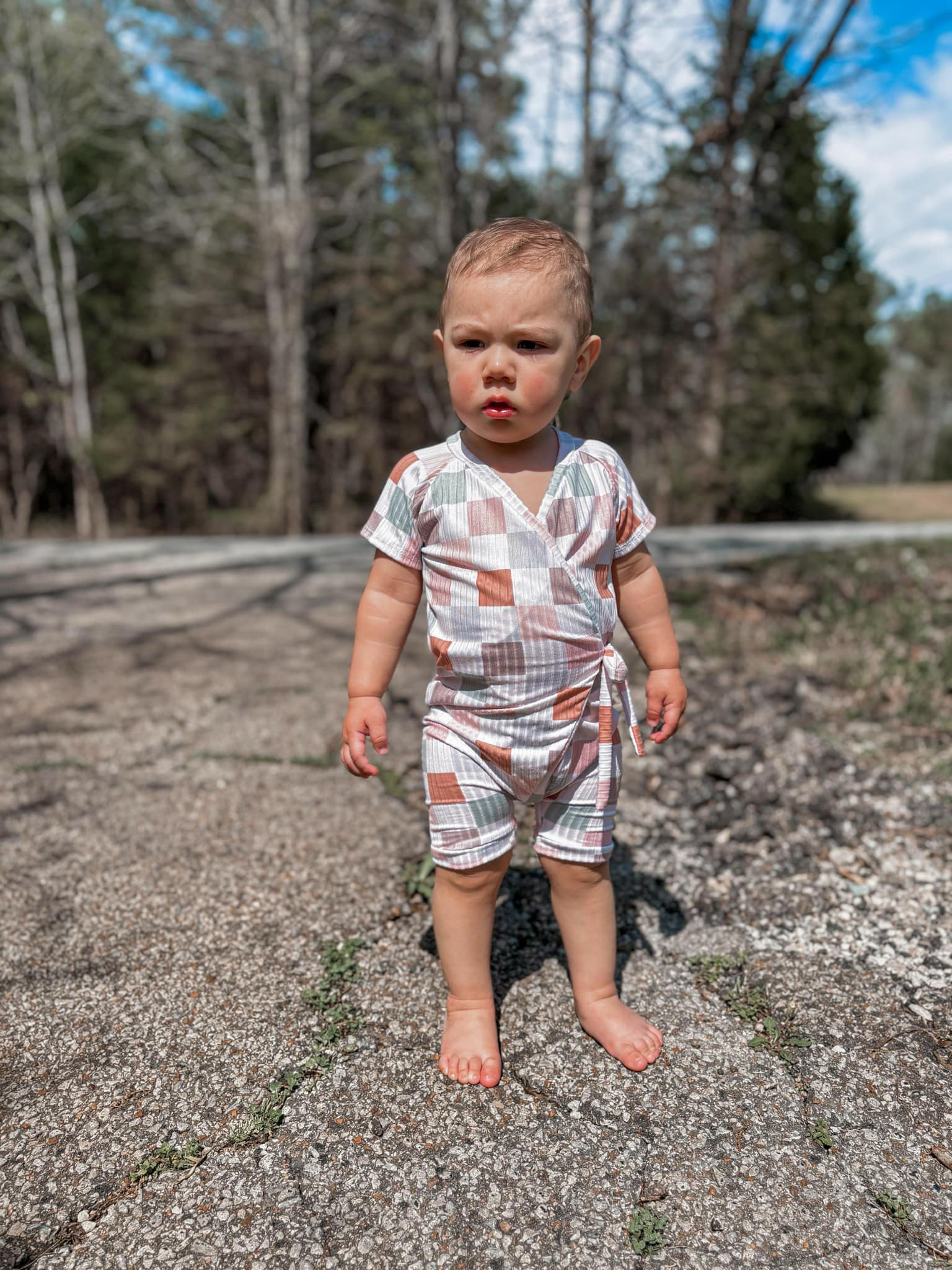 Checkered Wrap Around River Romper