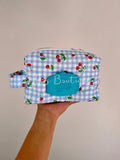 Blue gingham 2-1 baby wipe cover pouch