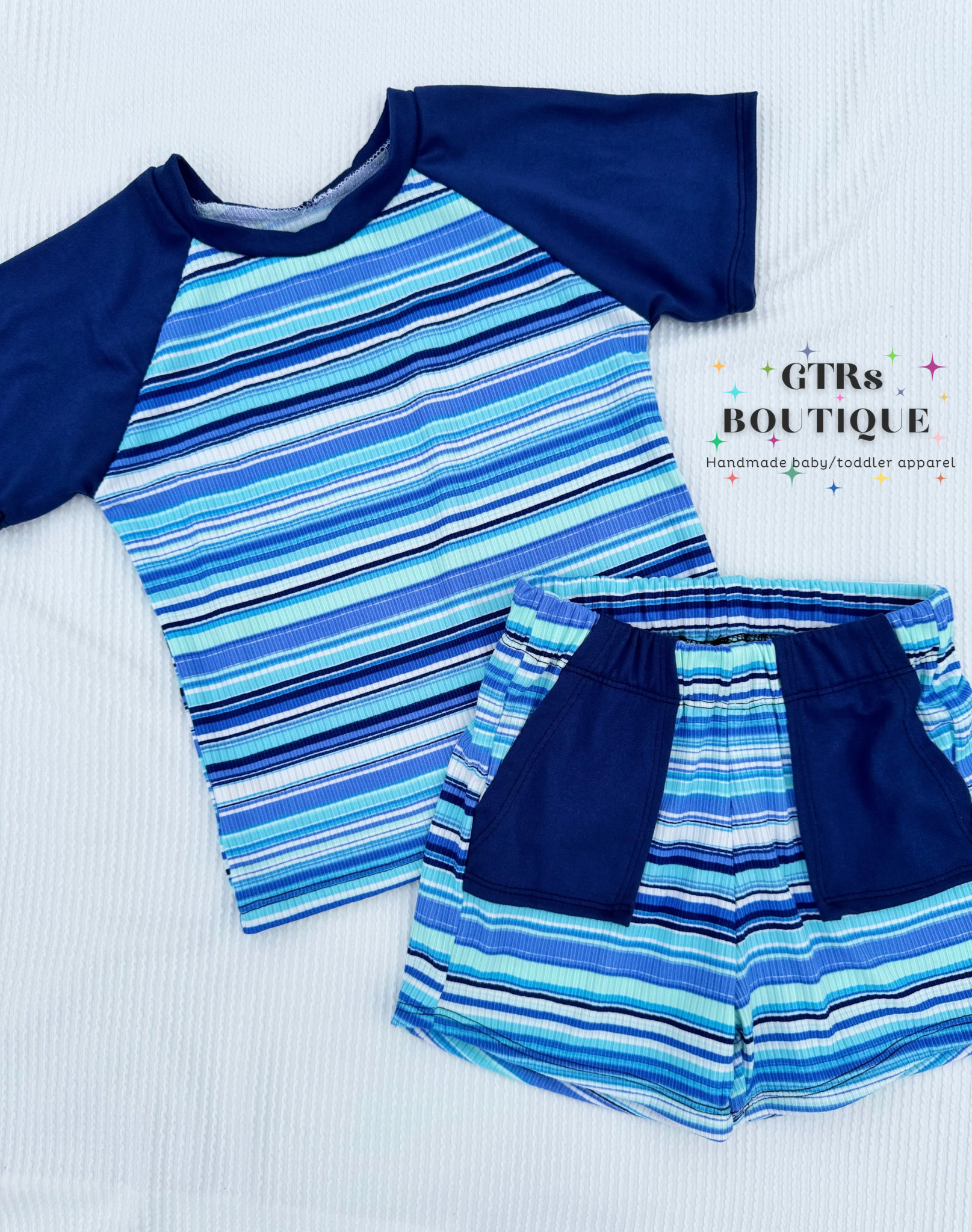 Boys blue stripes outfit