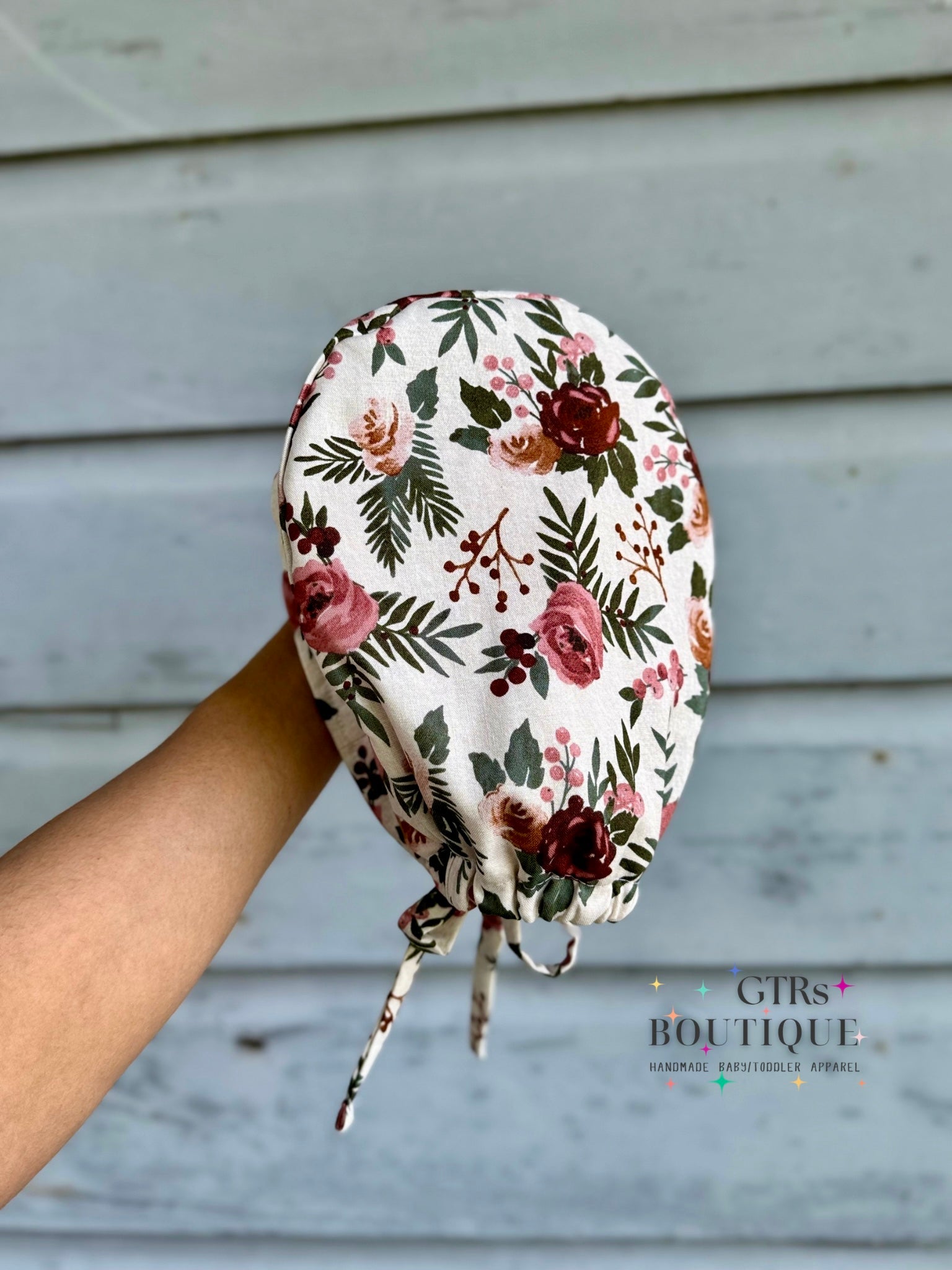 Pink Muave Flowers Scrub Cap