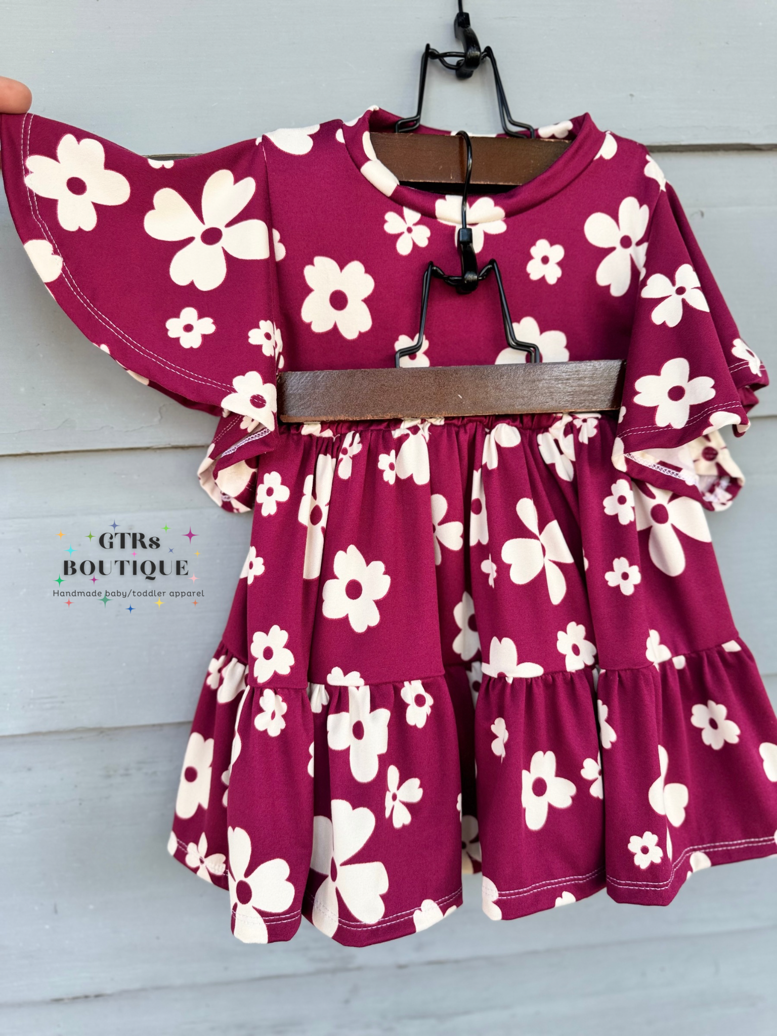 toddler floral skirt and fluttler sleeve top set