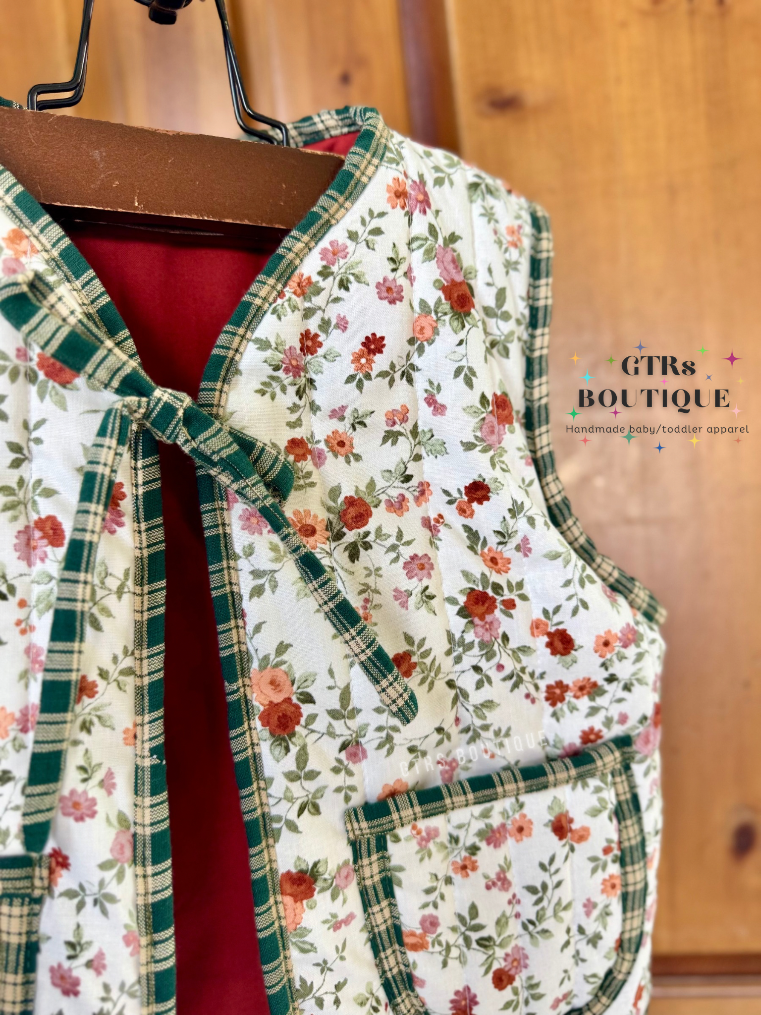 Quilted baby vest cottagecore floral