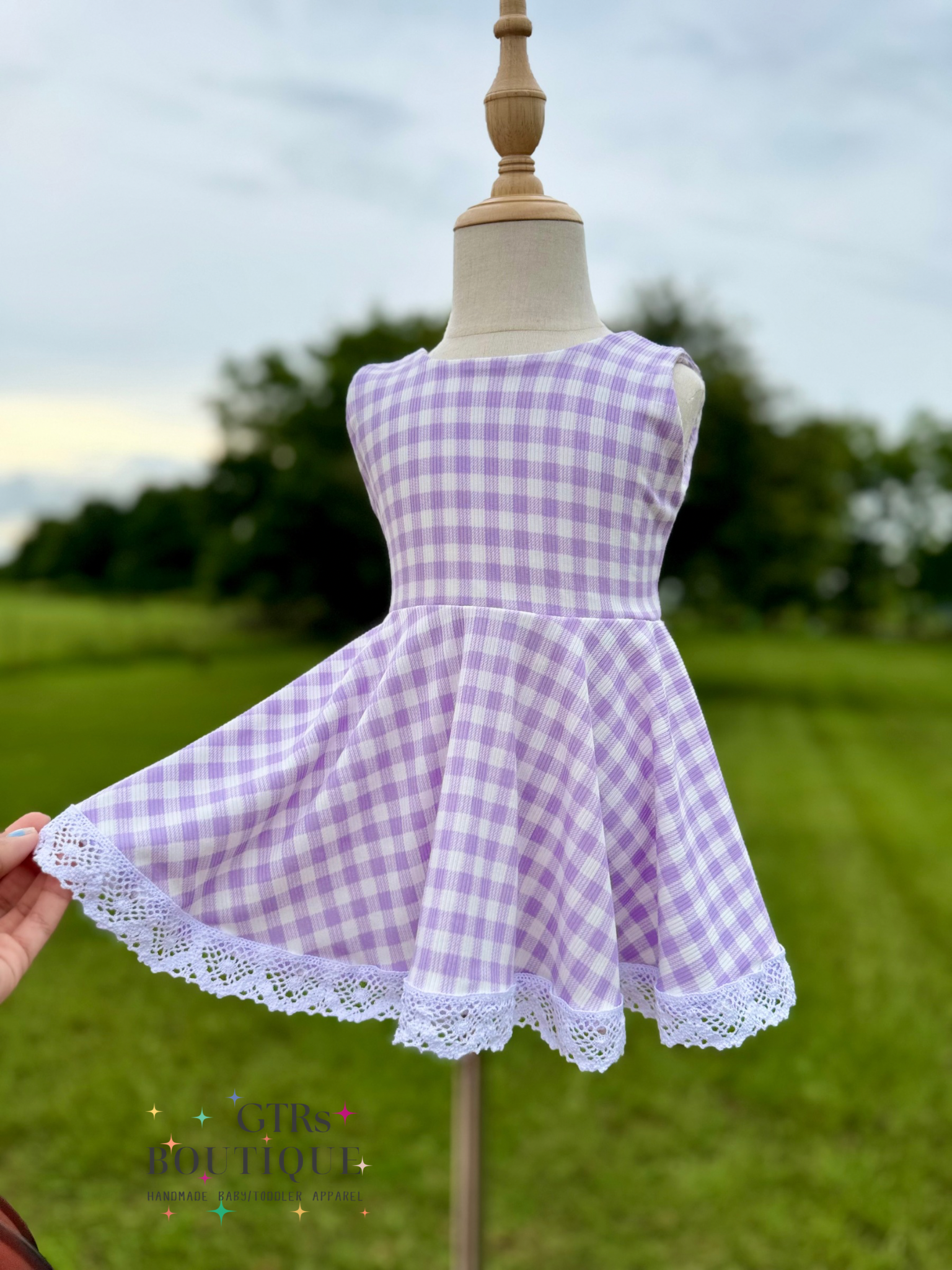 Toddlers tunic top purple gingham