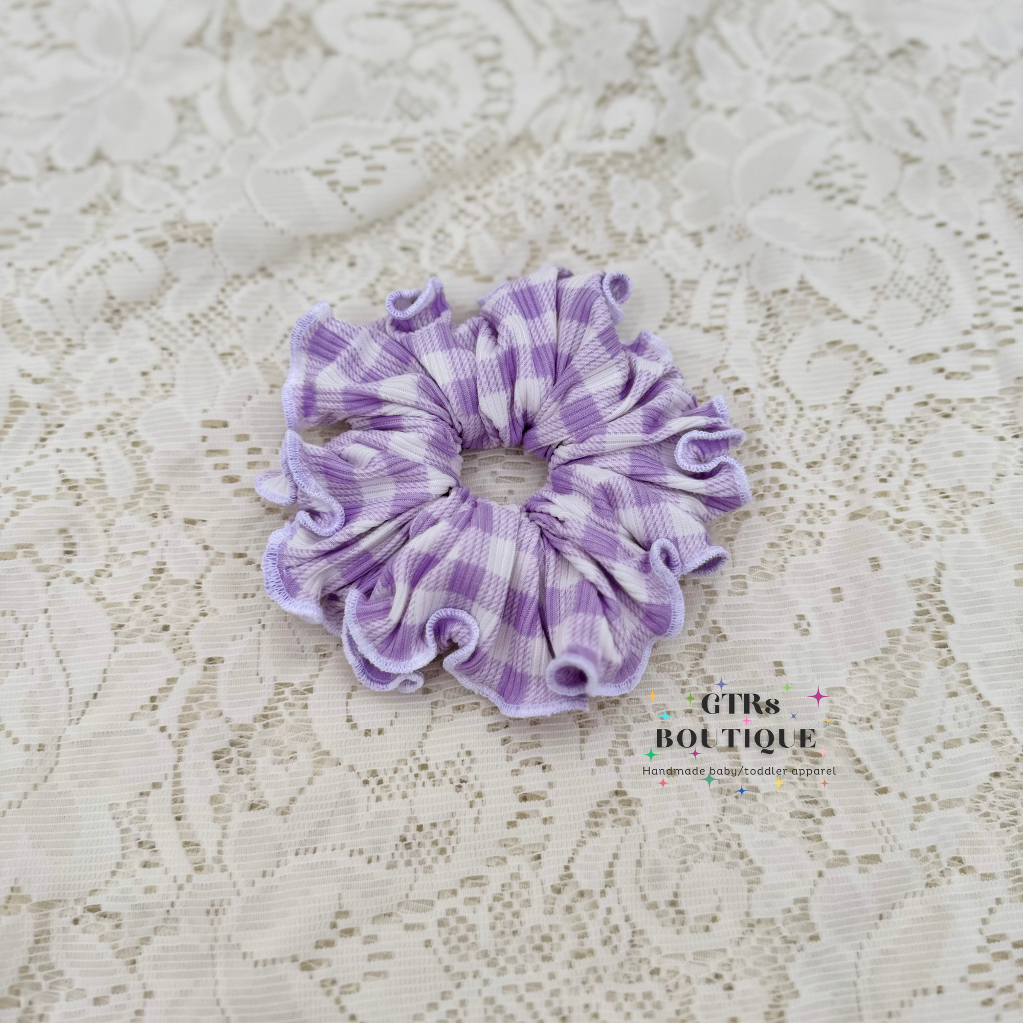 Gingham hair scrunchies