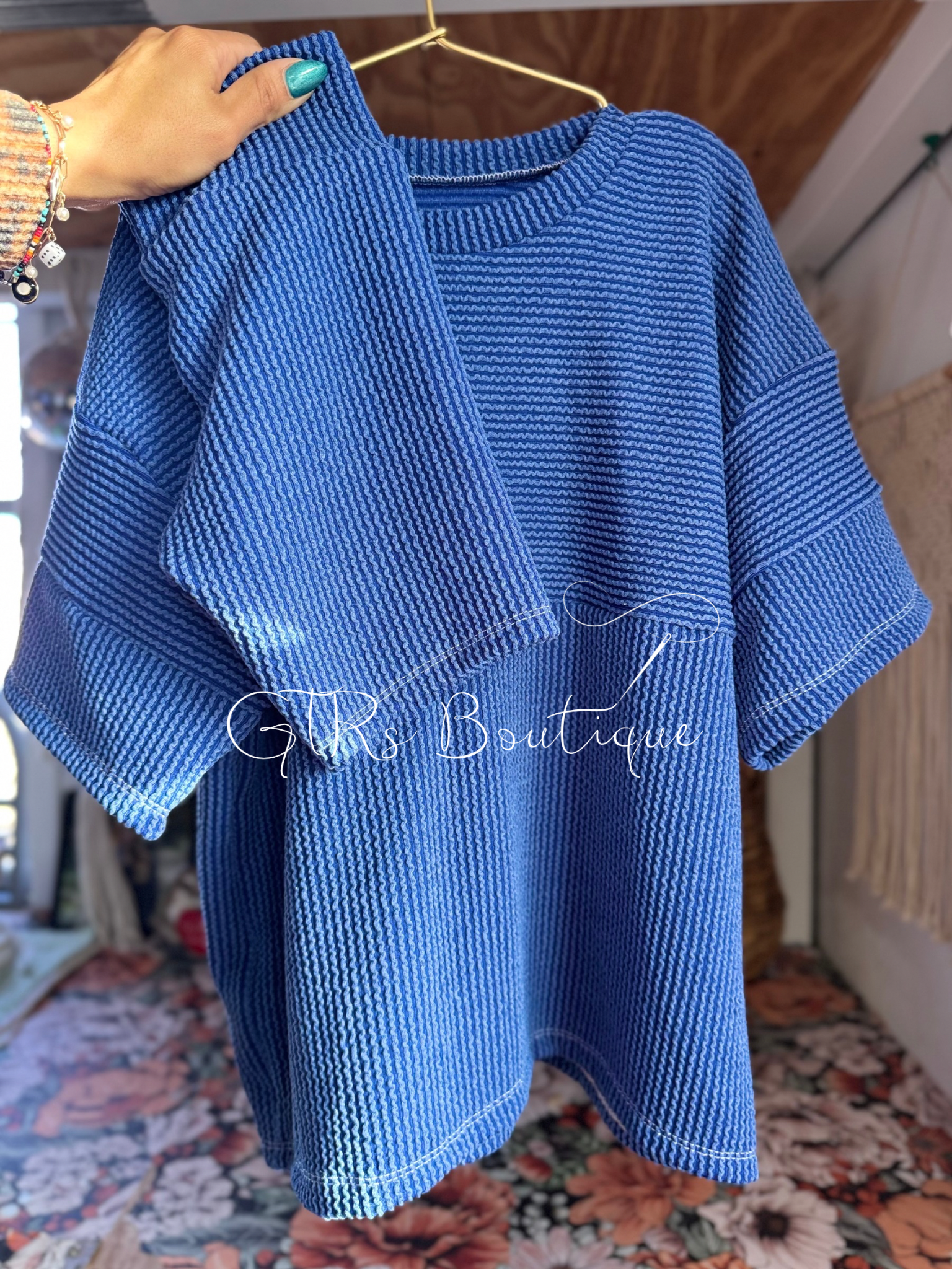 Kids Royal Blue Oversized Block Tee