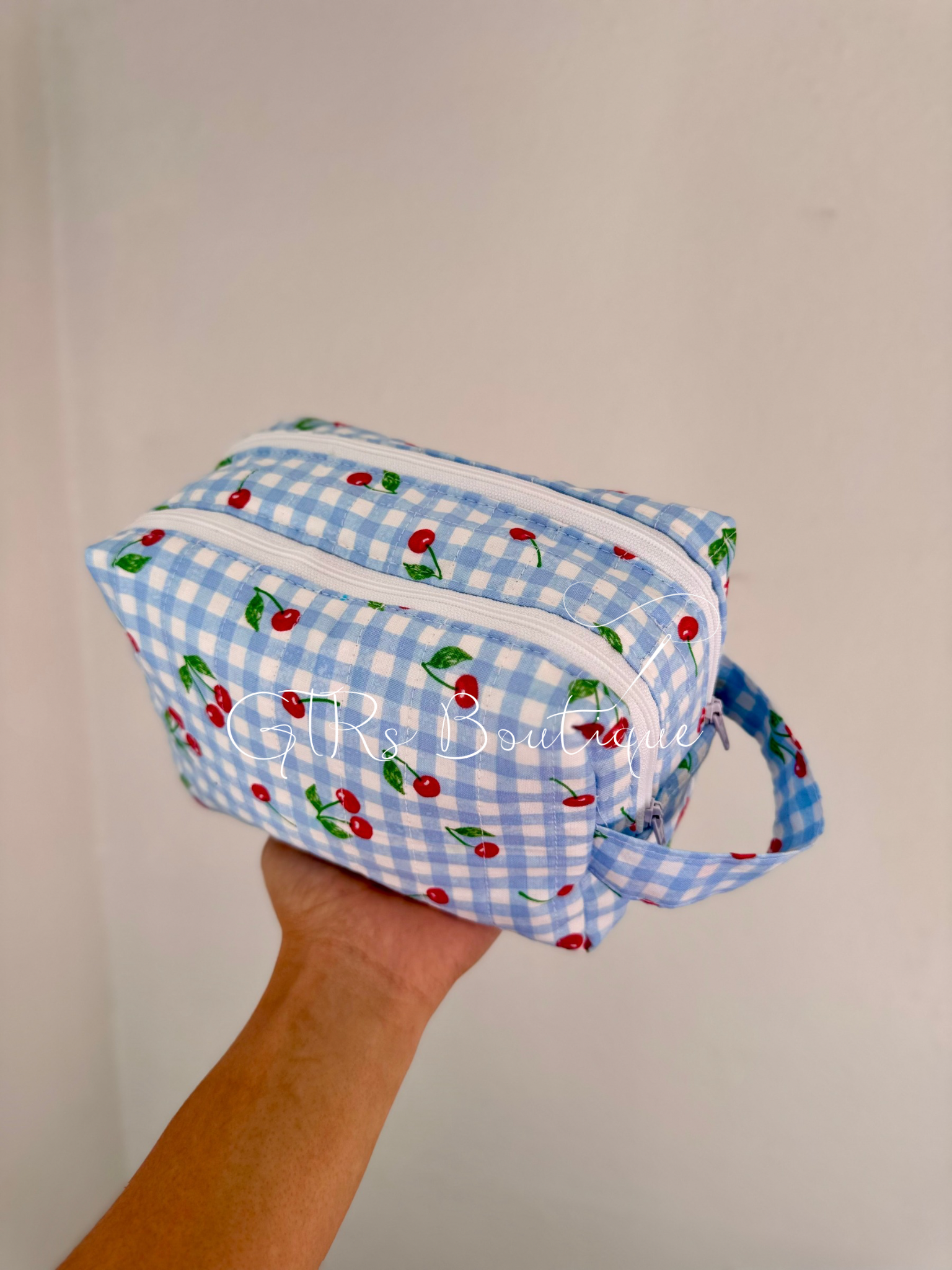 Blue gingham 2-1 baby wipe cover pouch