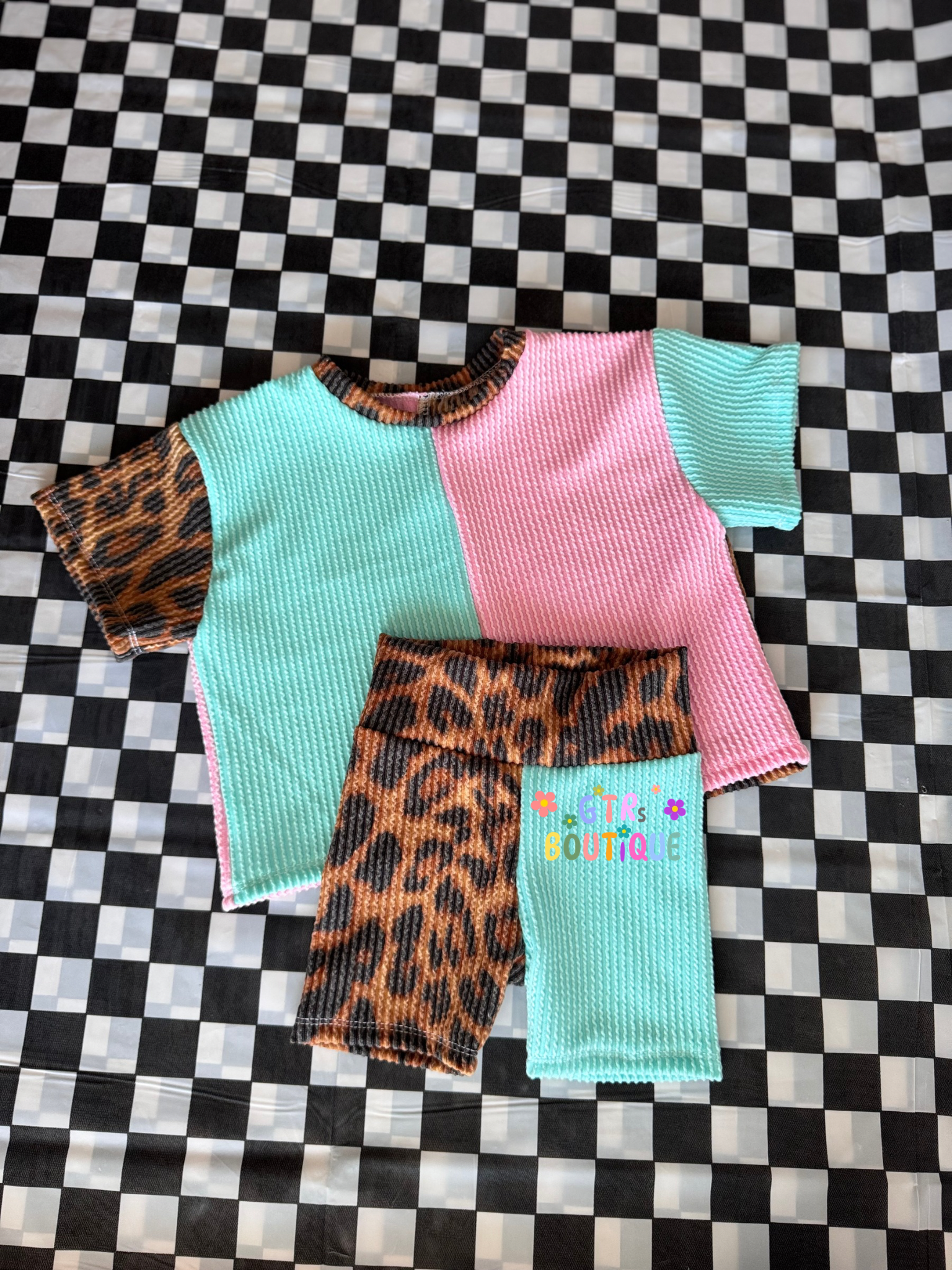 Kids Color Block Oversized Tee set
