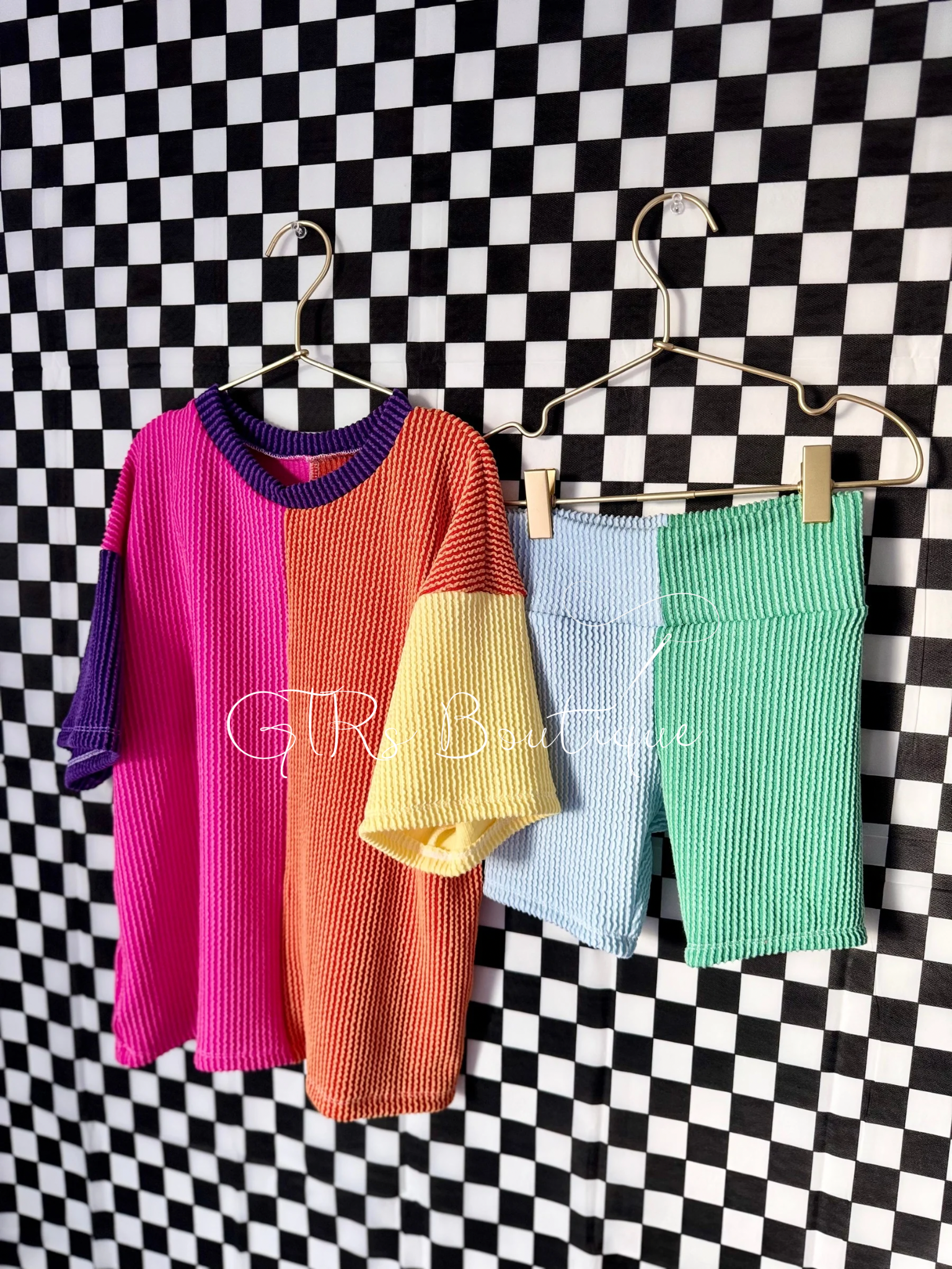 Kids oversized blocked tee set