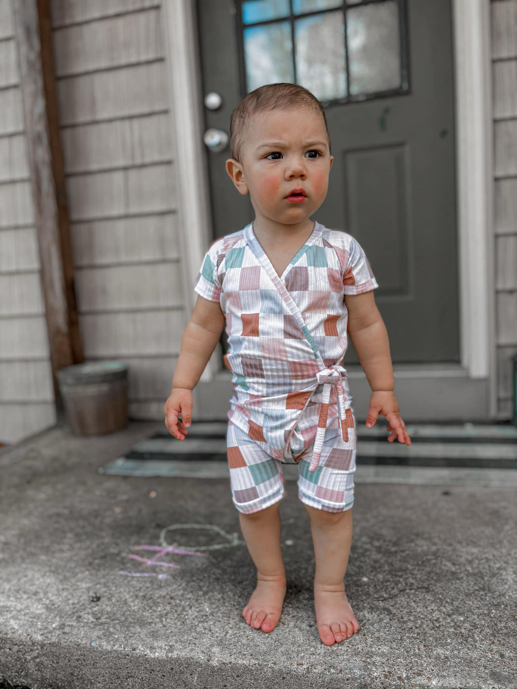 Checkered Wrap Around River Romper