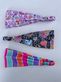 Colorful stretchy headbands in three different prints from GTRs Boutique 